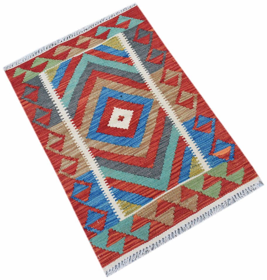 Handmade Mini Afghan Maimana Kilim | 87 x 61 cm | 2'10" x 2' - Najaf Rugs & Textile