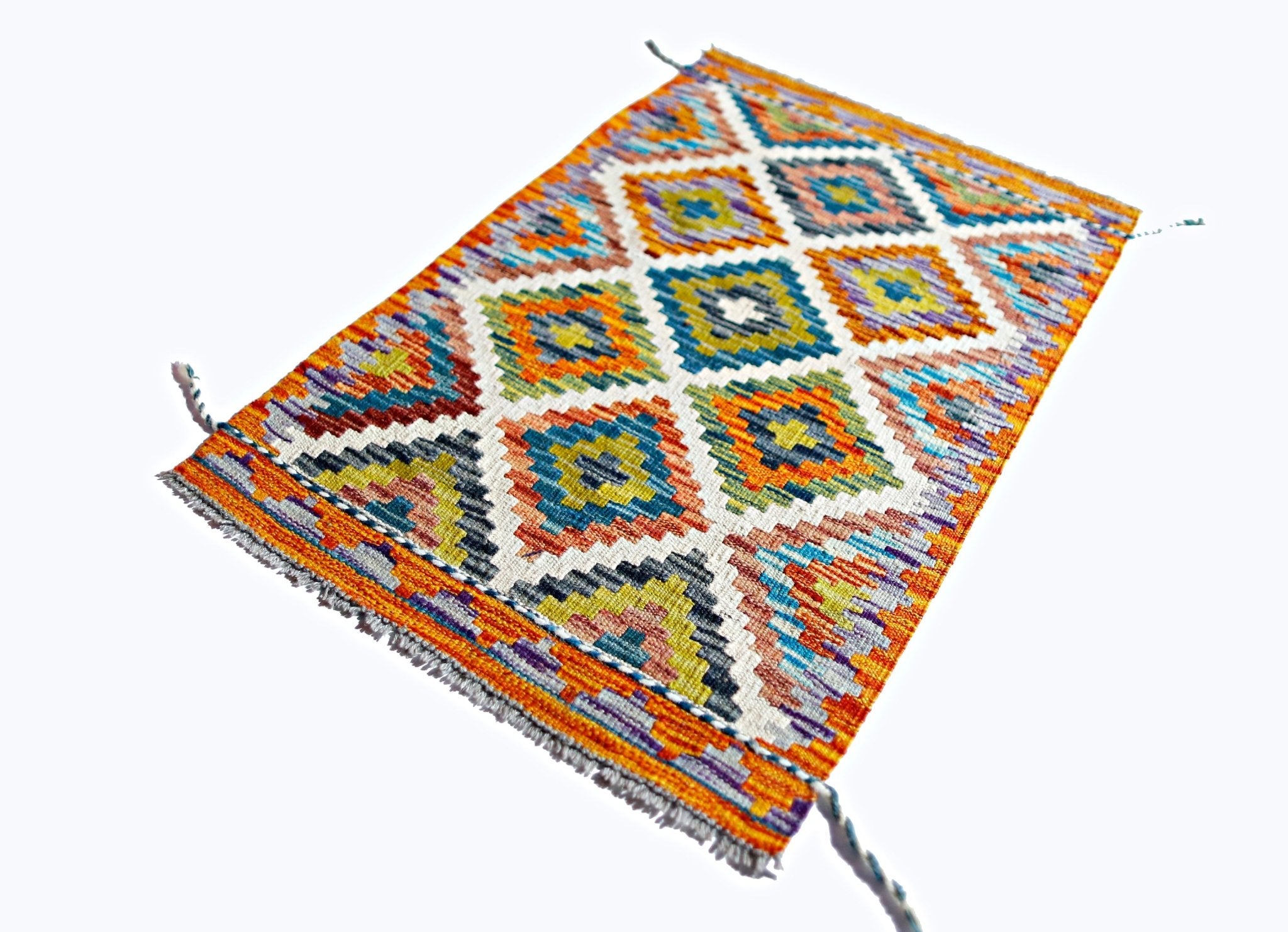 Handmade Mini Afghan Maimana Kilim | 87 x 62 cm | 2'11" x 2'1" - Najaf Rugs & Textile