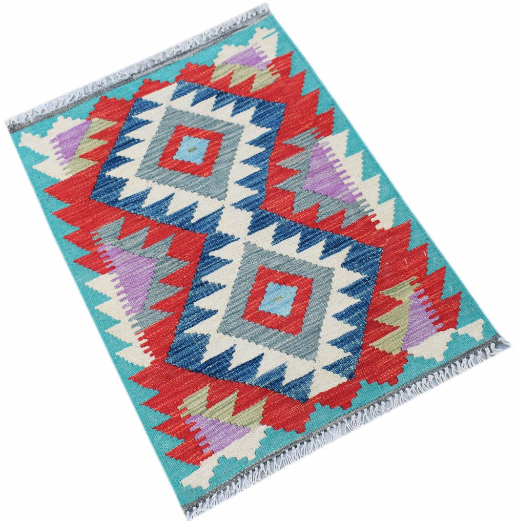 Handmade Mini Afghan Maimana Kilim | 87 x 64 cm | 2'10" x 2'2" - Najaf Rugs & Textile