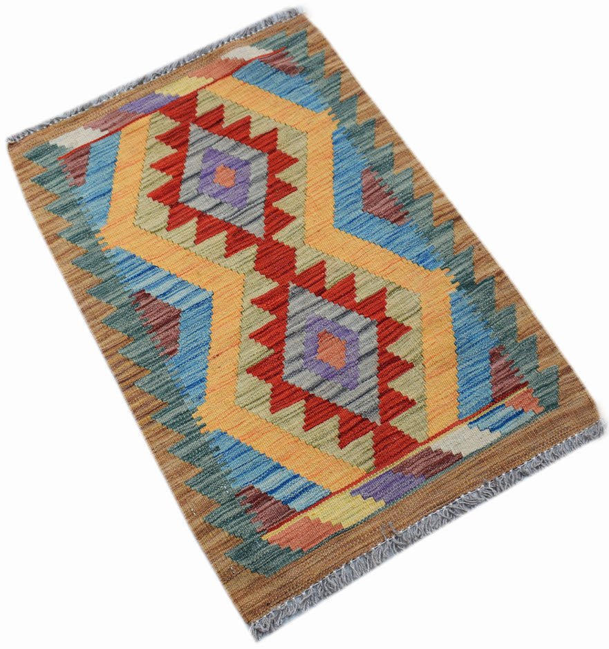 Handmade Mini Afghan Maimana Kilim | 88 x 60 cm | 2'11" x 2' - Najaf Rugs & Textile