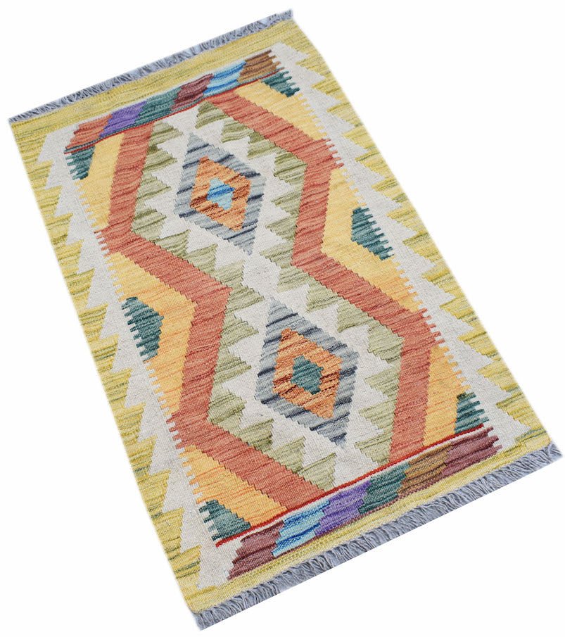 Handmade Mini Afghan Maimana Kilim | 88 x 60 cm | 2'11" x 2' - Najaf Rugs & Textile