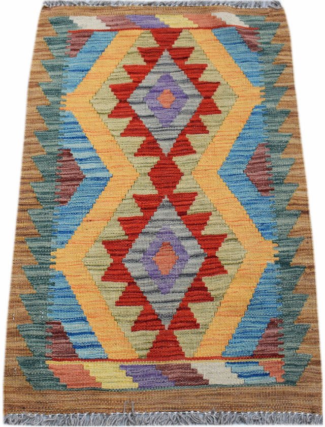 Handmade Mini Afghan Maimana Kilim | 88 x 60 cm | 2'11" x 2' - Najaf Rugs & Textile