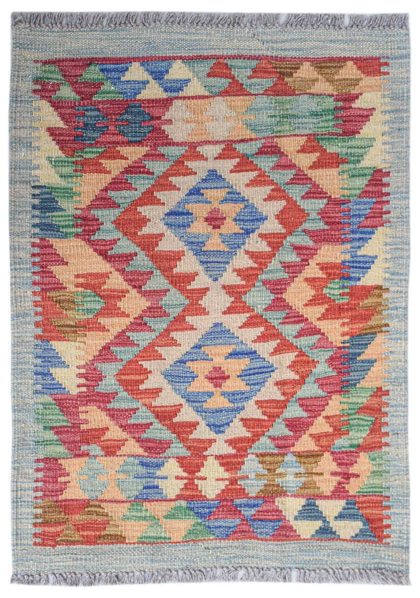 Handmade Mini Afghan Maimana Kilim | 88 x 63 cm | 2'11" x 2'1" - Najaf Rugs & Textile