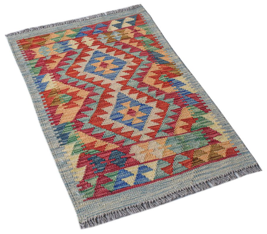 Handmade Mini Afghan Maimana Kilim | 88 x 63 cm | 2'11" x 2'1" - Najaf Rugs & Textile