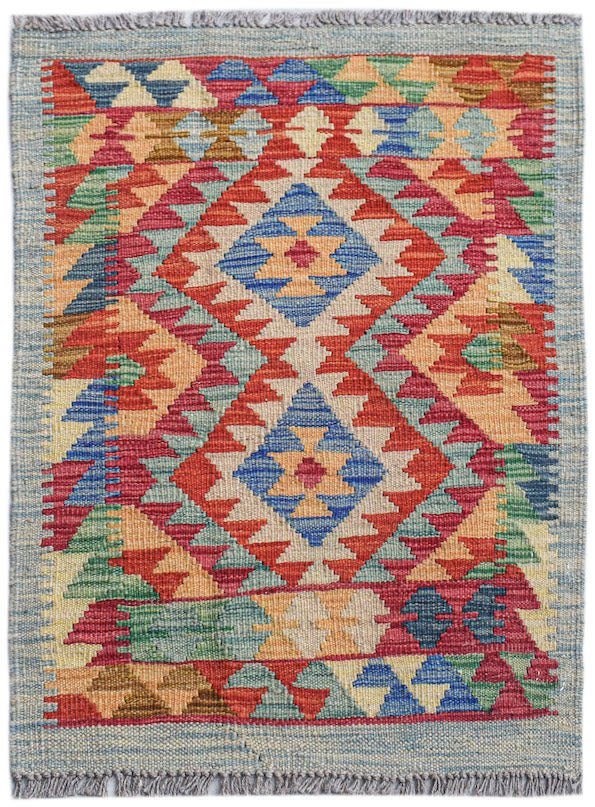 Handmade Mini Afghan Maimana Kilim | 88 x 63 cm | 2'11" x 2'1" - Najaf Rugs & Textile