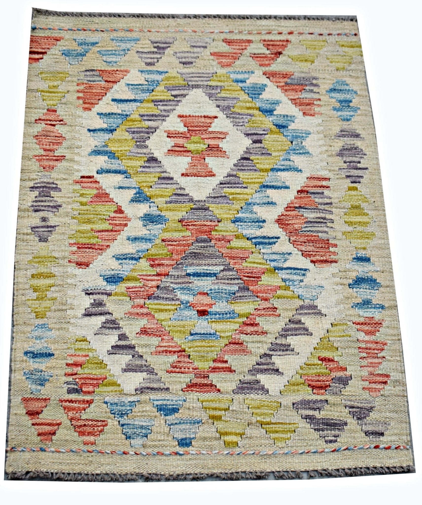 Handmade Mini Afghan Maimana Kilim | 88 x 65 cm | 2'11" x 2'2" - Najaf Rugs & Textile