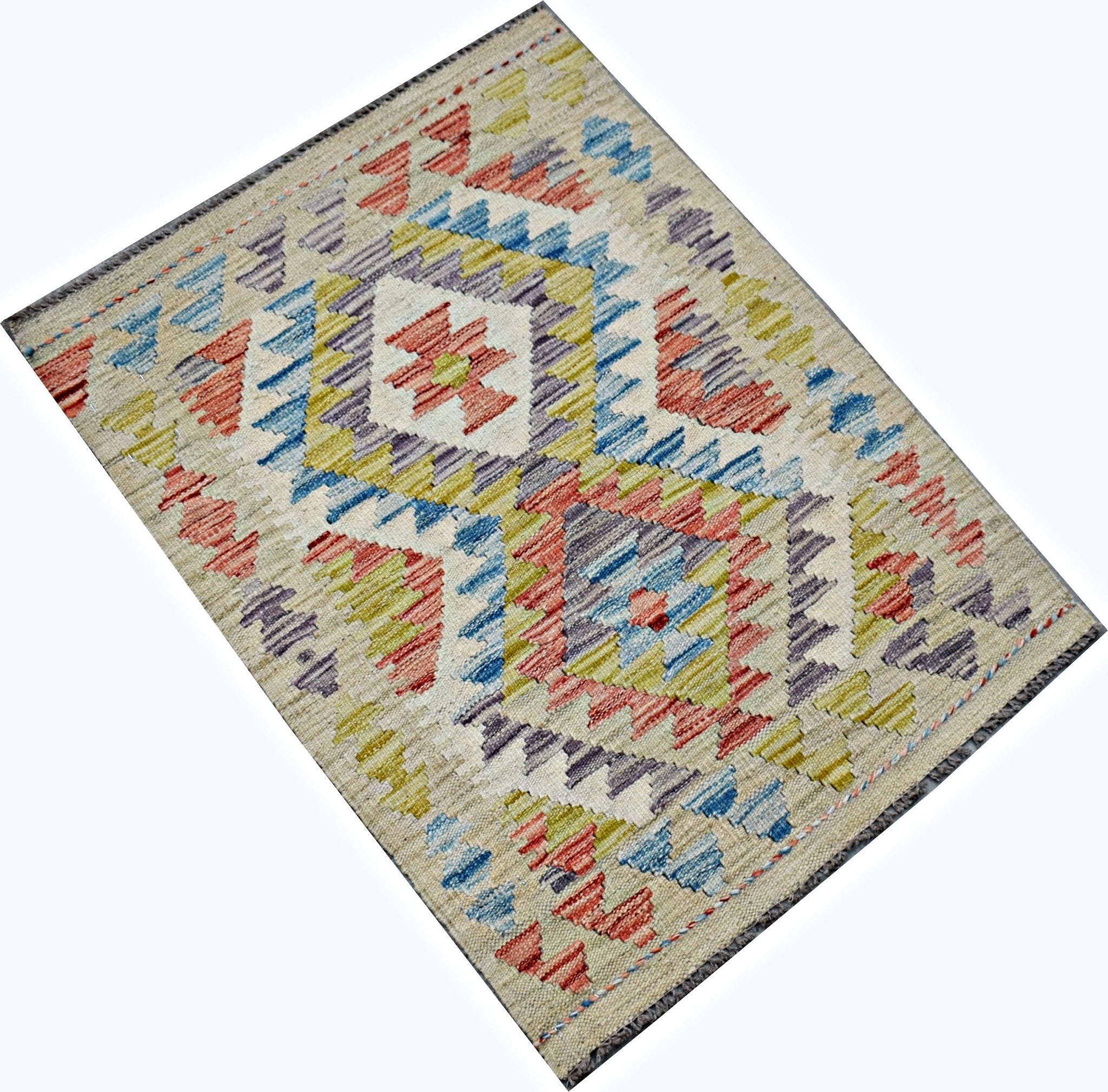 Handmade Mini Afghan Maimana Kilim | 88 x 65 cm | 2'11" x 2'2" - Najaf Rugs & Textile