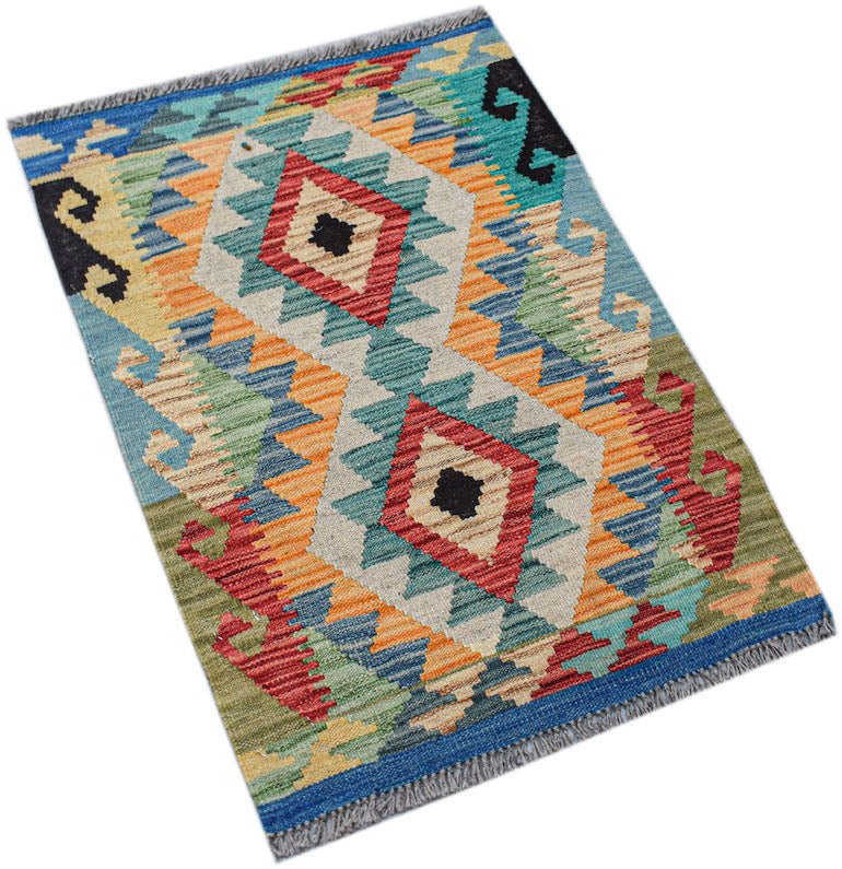 Handmade Mini Afghan Maimana Kilim | 89 x 60 cm | 2'11" x 2' - Najaf Rugs & Textile