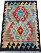 Handmade Mini Afghan Maimana Kilim | 89 x 63 cm | 2'11" x 2' - Najaf Rugs & Textile