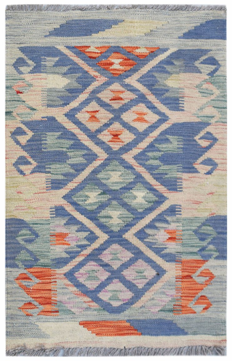 Handmade Mini Afghan Maimana Kilim | 89 x 63 cm | 2'11" x 2'1" - Najaf Rugs & Textile