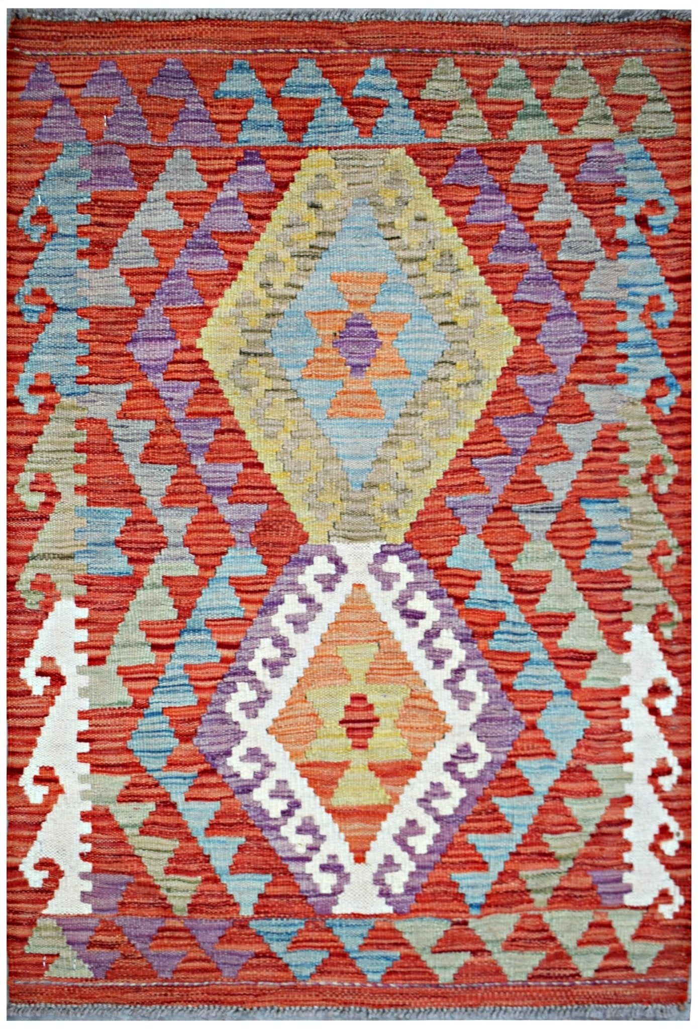 Handmade Mini Afghan Maimana Kilim | 89 x 66 cm | 2'11" x 2'2" - Najaf Rugs & Textile