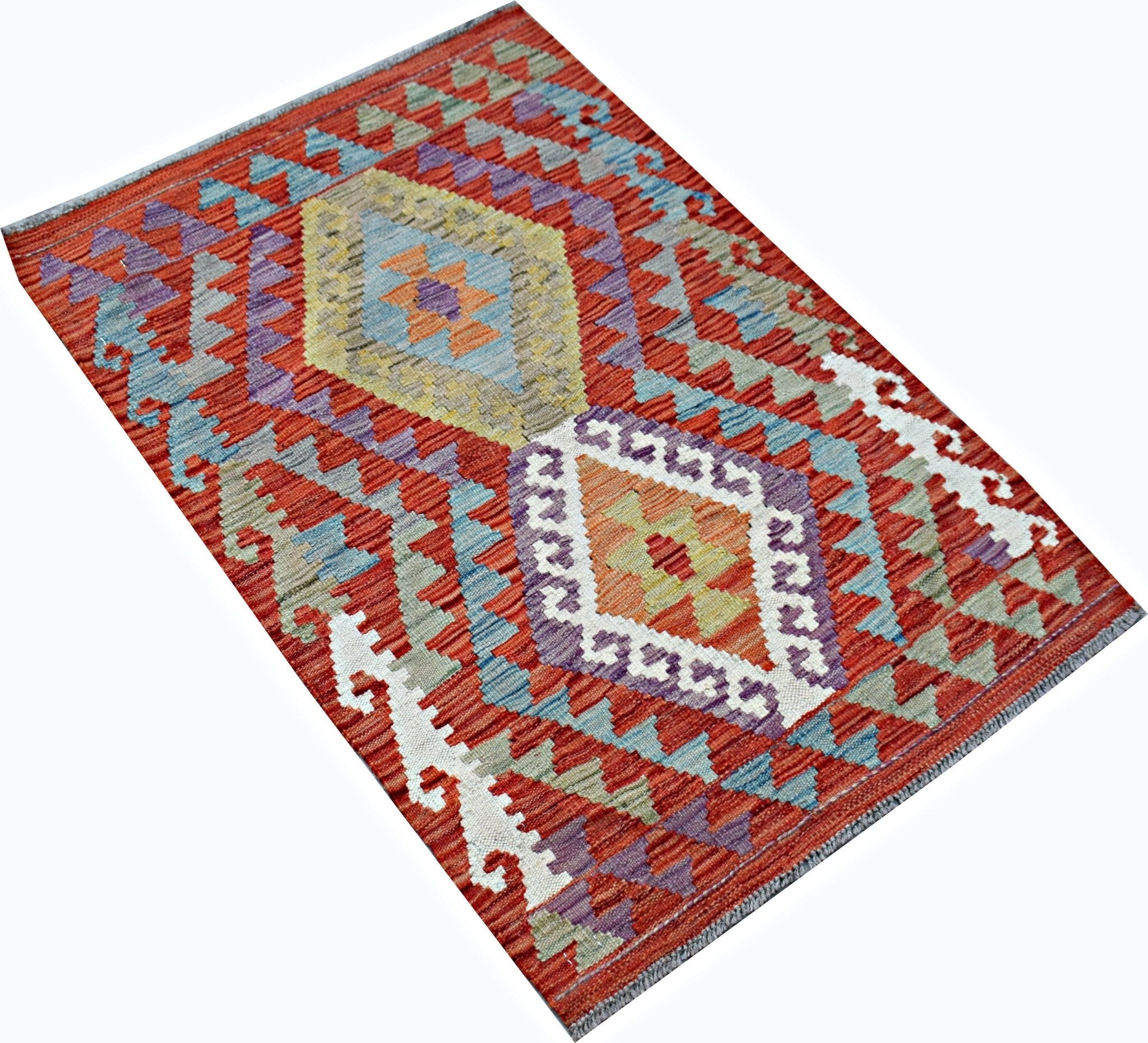 Handmade Mini Afghan Maimana Kilim | 89 x 66 cm | 2'11" x 2'2" - Najaf Rugs & Textile