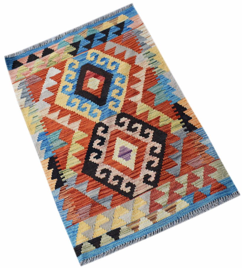 Handmade Mini Afghan Maimana Kilim | 90 x 65 cm | 3' x 2'2" - Najaf Rugs & Textile