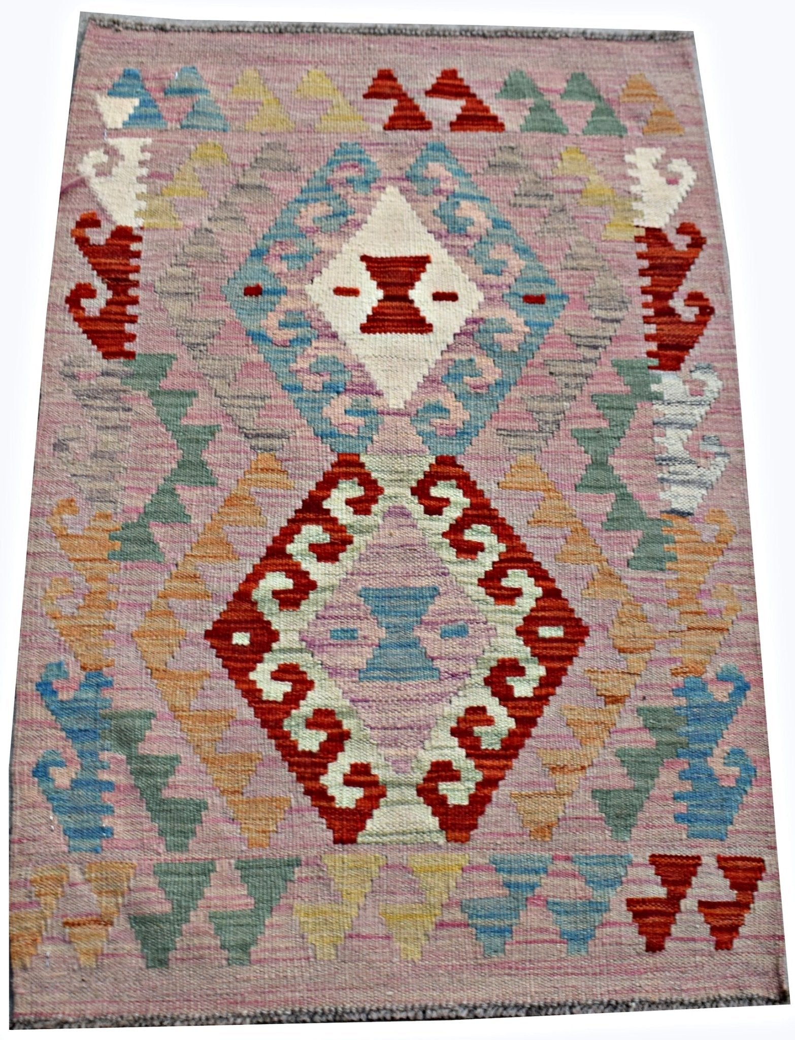 Handmade Mini Afghan Maimana Kilim | 91 x 61 cm | 3' x 2' - Najaf Rugs & Textile