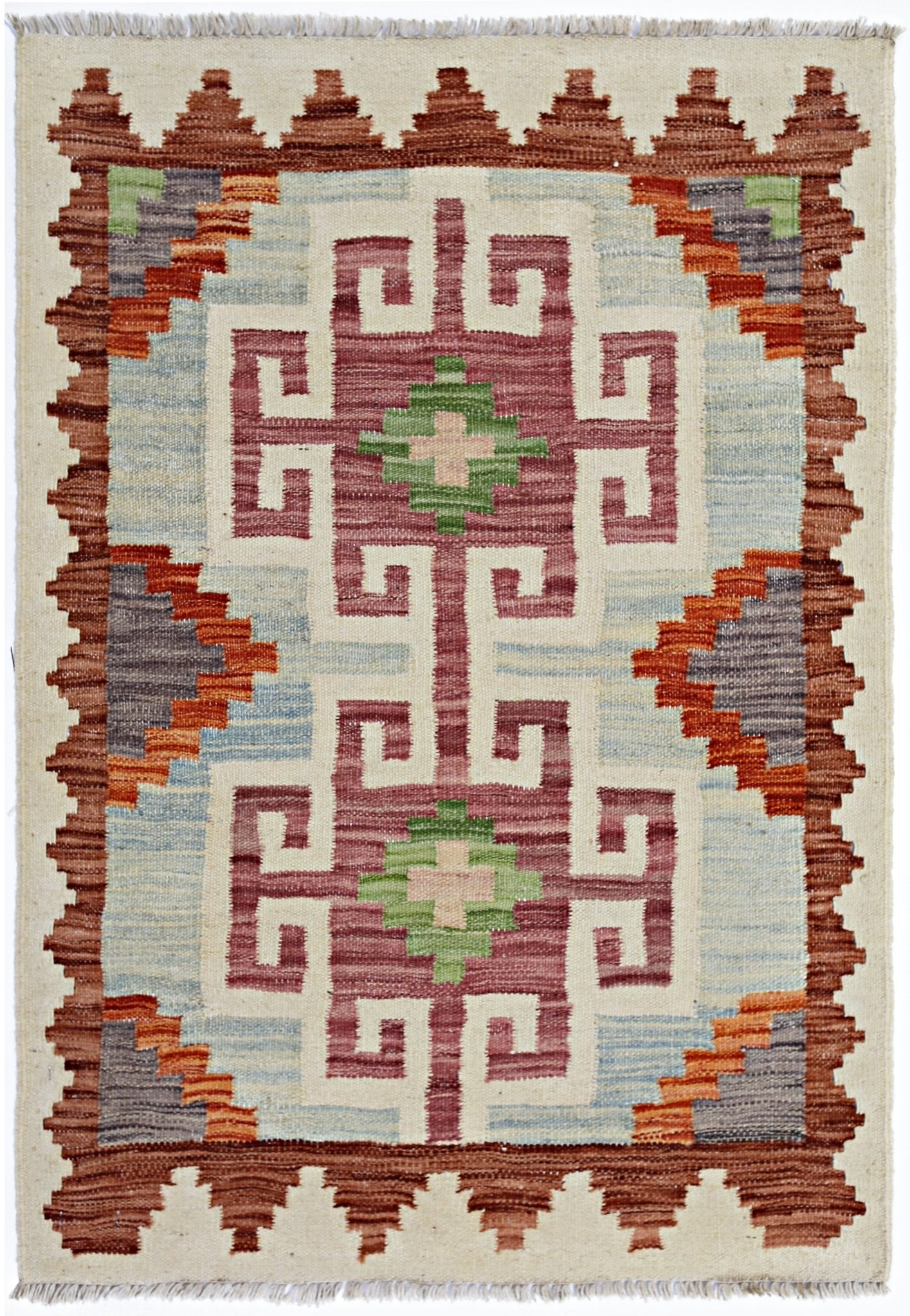 Handmade Mini Afghan Maimana Kilim | 92 x 64 cm | 3'1" x 2'2" - Najaf Rugs & Textile