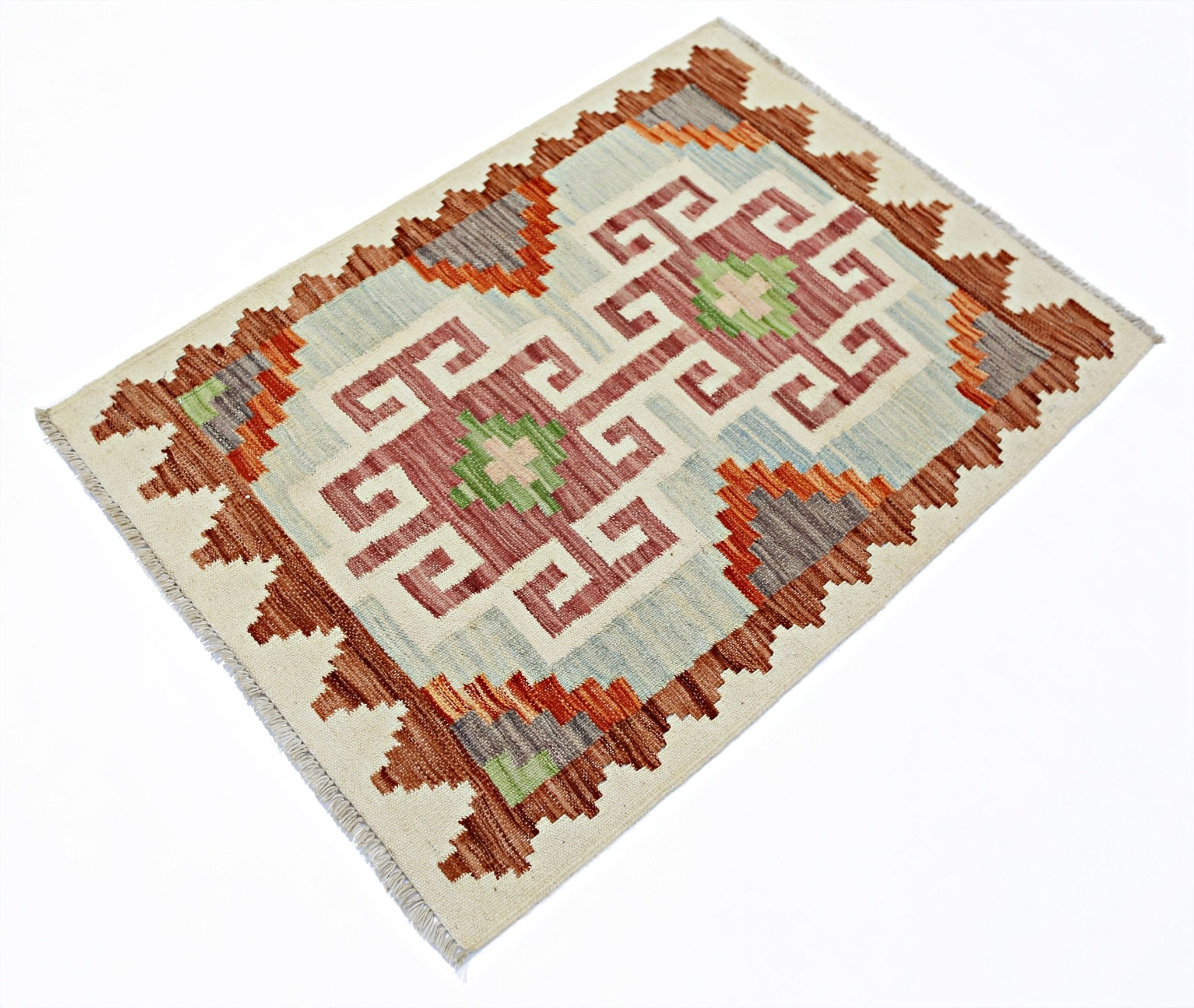 Handmade Mini Afghan Maimana Kilim | 92 x 64 cm | 3'1" x 2'2" - Najaf Rugs & Textile