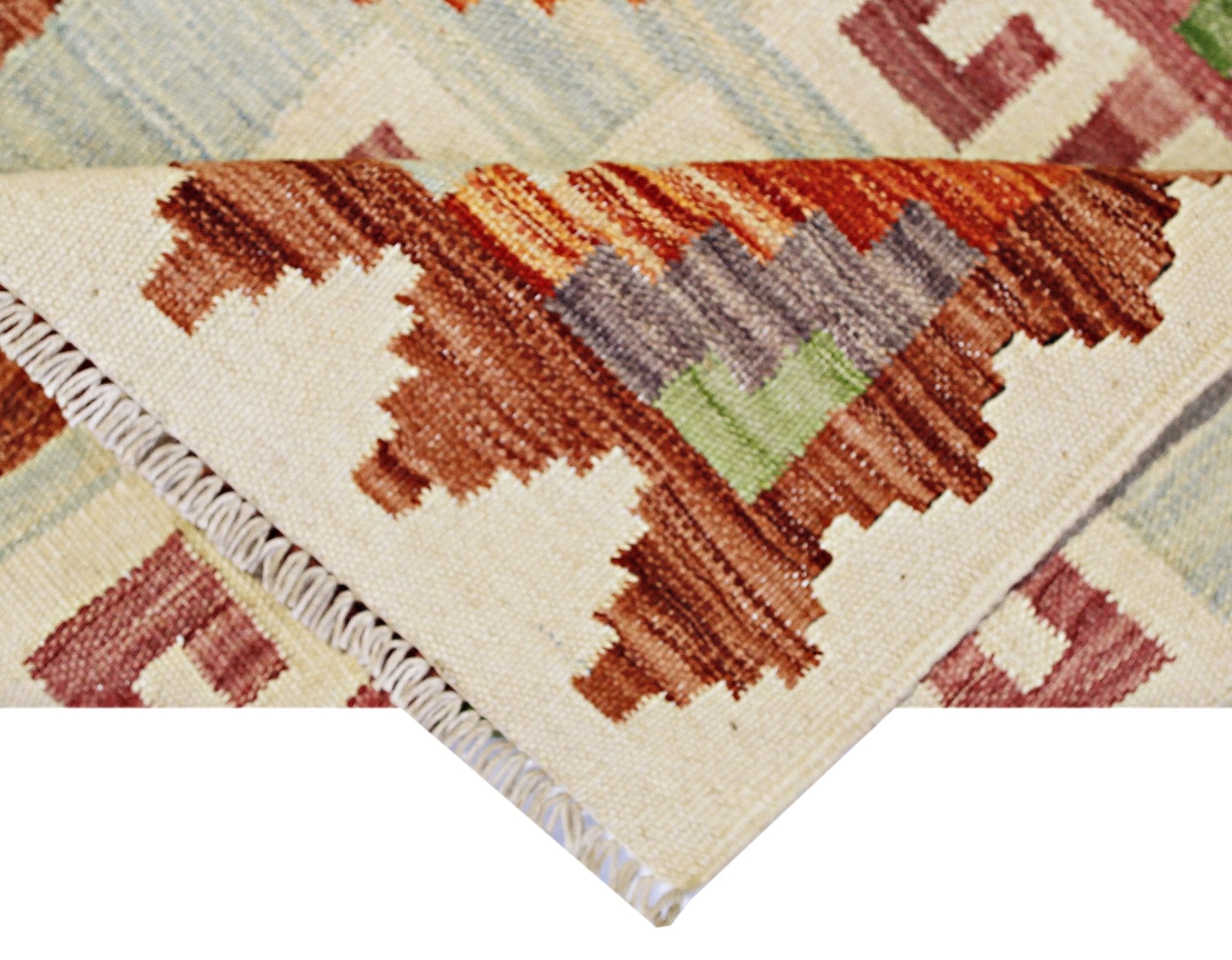 Handmade Mini Afghan Maimana Kilim | 92 x 64 cm | 3'1" x 2'2" - Najaf Rugs & Textile