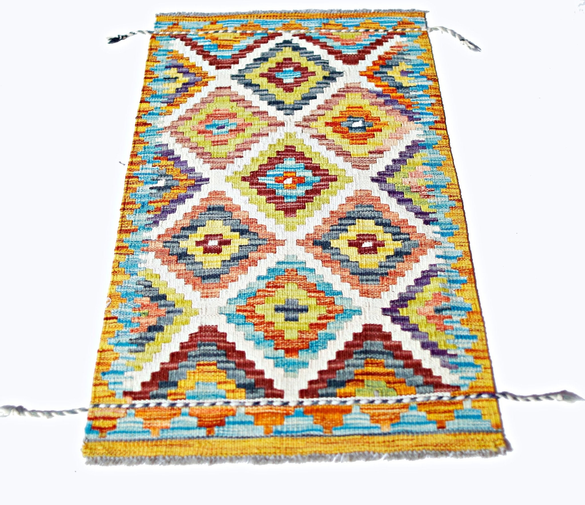 Handmade Mini Afghan Maimana Kilim | 93 x 59 cm | 3'1" x 1'11" - Najaf Rugs & Textile