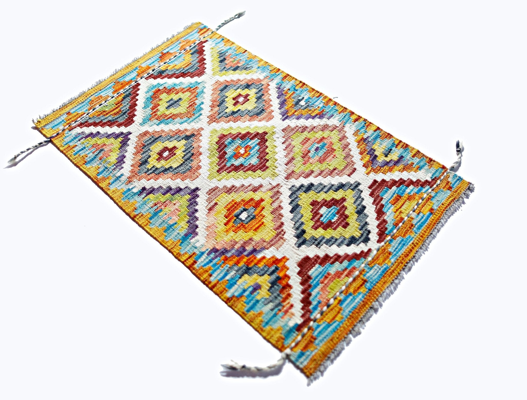 Handmade Mini Afghan Maimana Kilim | 93 x 59 cm | 3'1" x 1'11" - Najaf Rugs & Textile