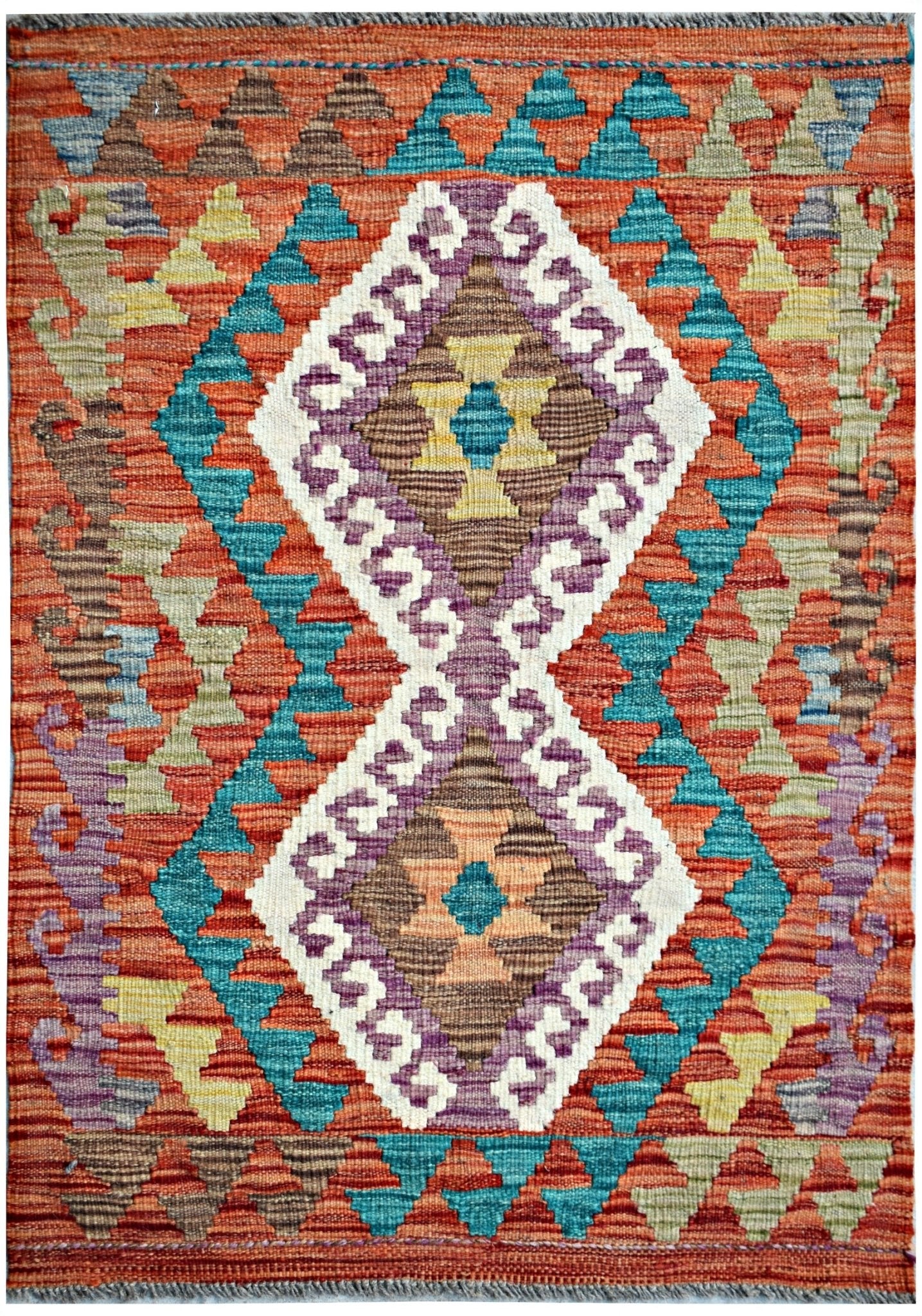 Handmade Mini Afghan Maimana Kilim | 95 x 62 cm | 3'2" x 2' - Najaf Rugs & Textile