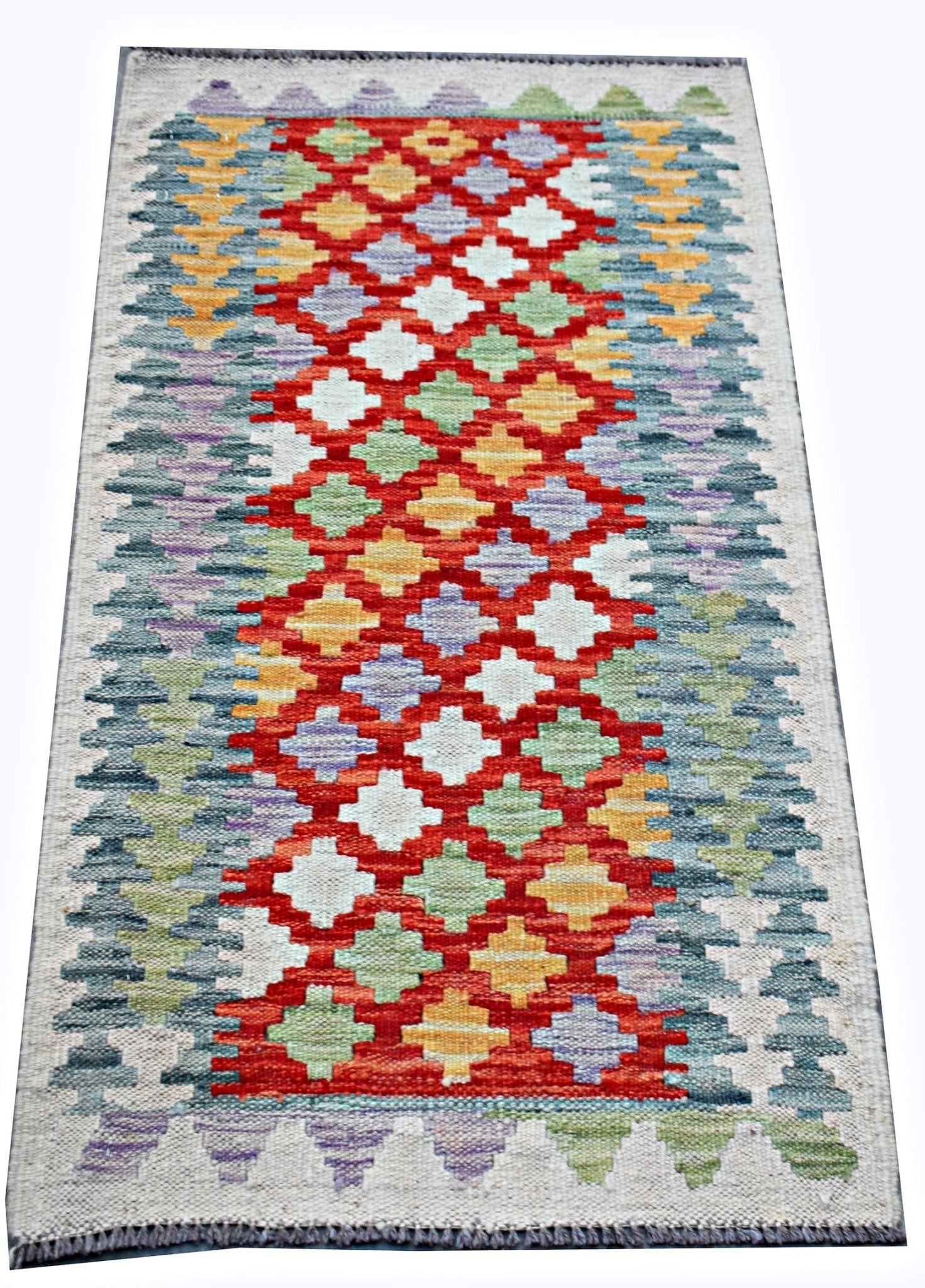 Handmade Mini Afghan Maimana Kilim | 96 x 59 cm | 3'2" x 1'11" - Najaf Rugs & Textile