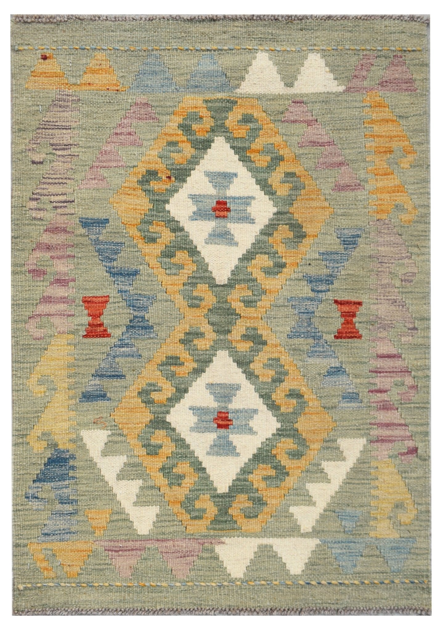 Handmade Mini Afghan Maimana Kilim | 96 x 65 cm | 3'2" x 2'2" - Najaf Rugs & Textile