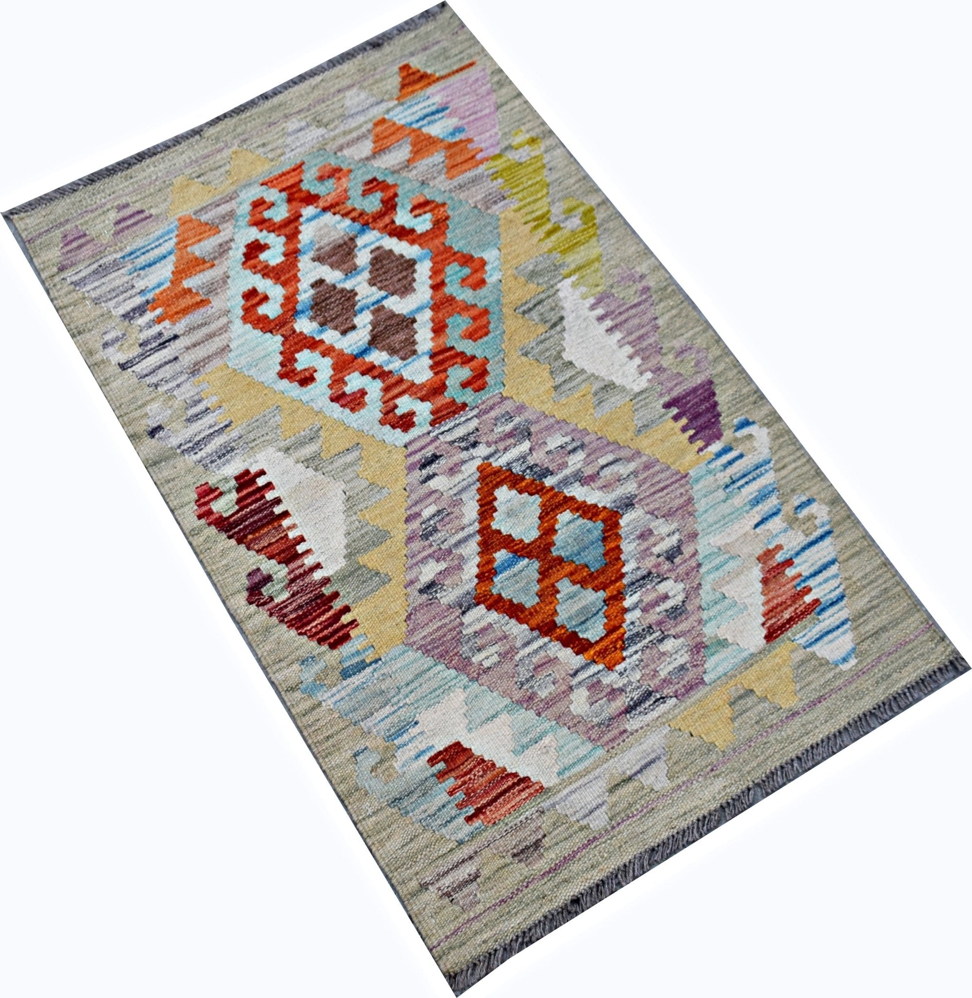 Handmade Mini Afghan Maimana Kilim | 97 x 62 cm | 3'2" x 2'1" - Najaf Rugs & Textile