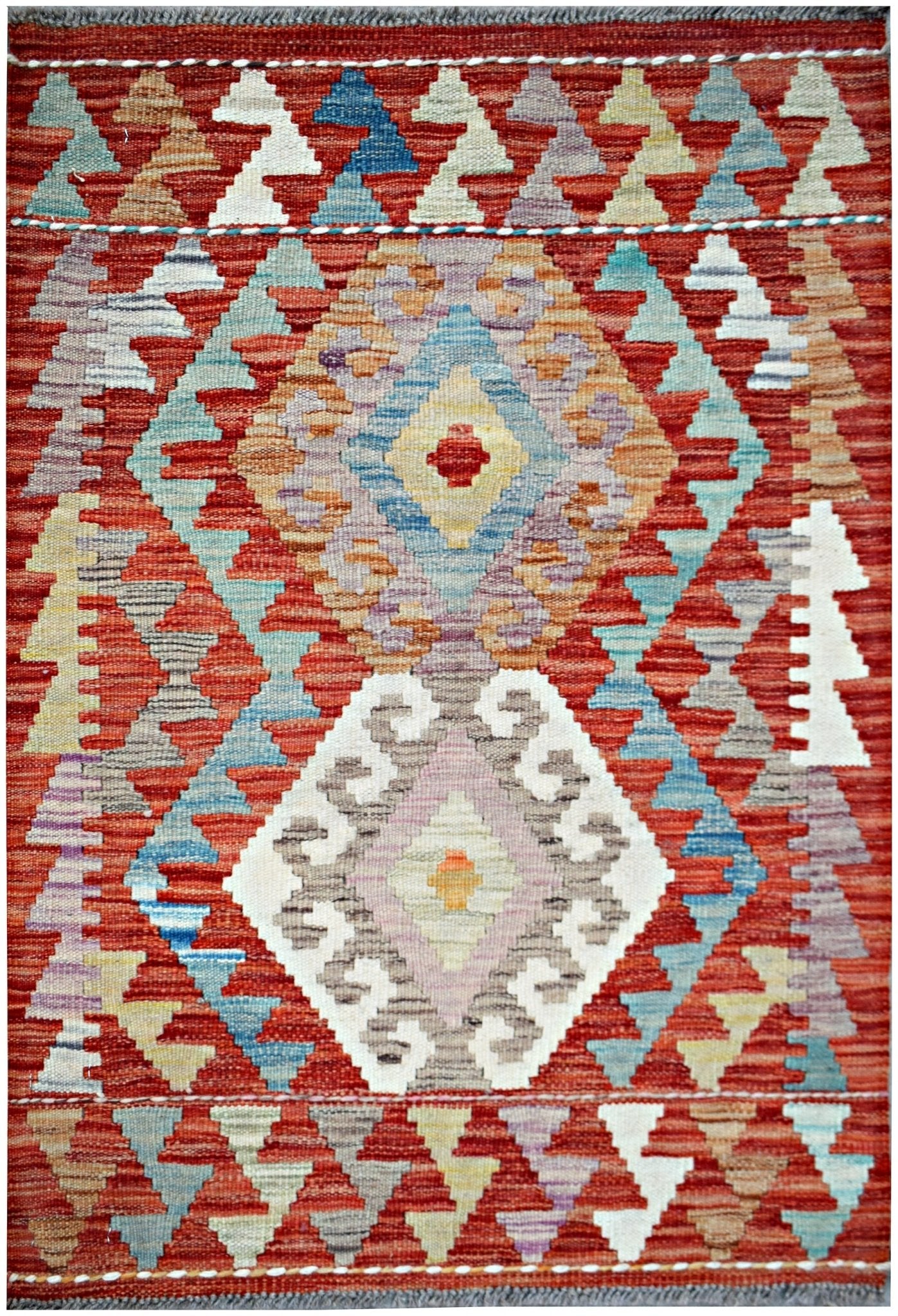 Handmade Mini Afghan Maimana Kilim | 97 x 67 cm | 3'3" x 2'3" - Najaf Rugs & Textile