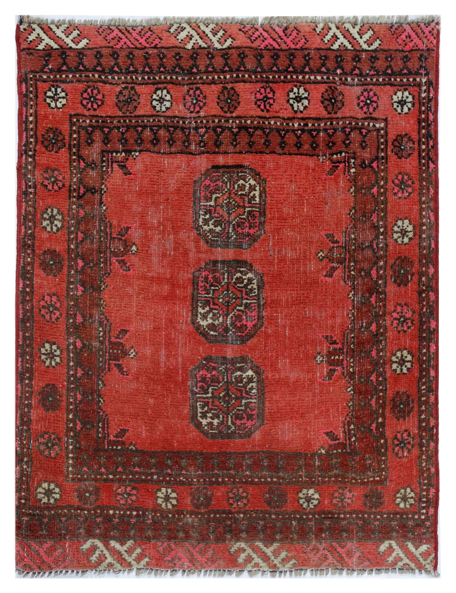 Handmade Mini Afghan Turkmen Rug | 55 x 50 cm | 2'2" x 1'8" - Najaf Rugs & Textile