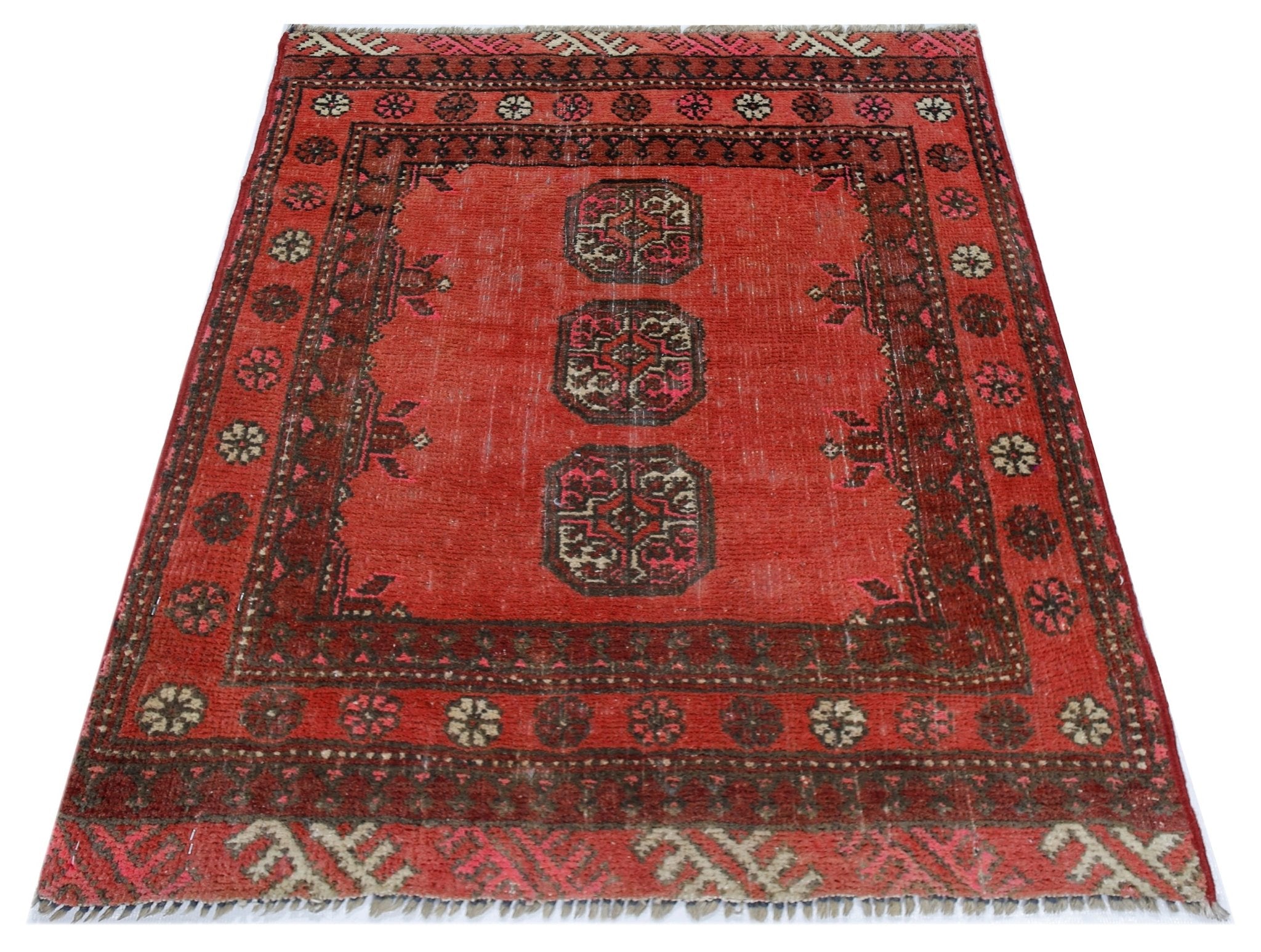 Handmade Mini Afghan Turkmen Rug | 55 x 50 cm | 2'2" x 1'8" - Najaf Rugs & Textile