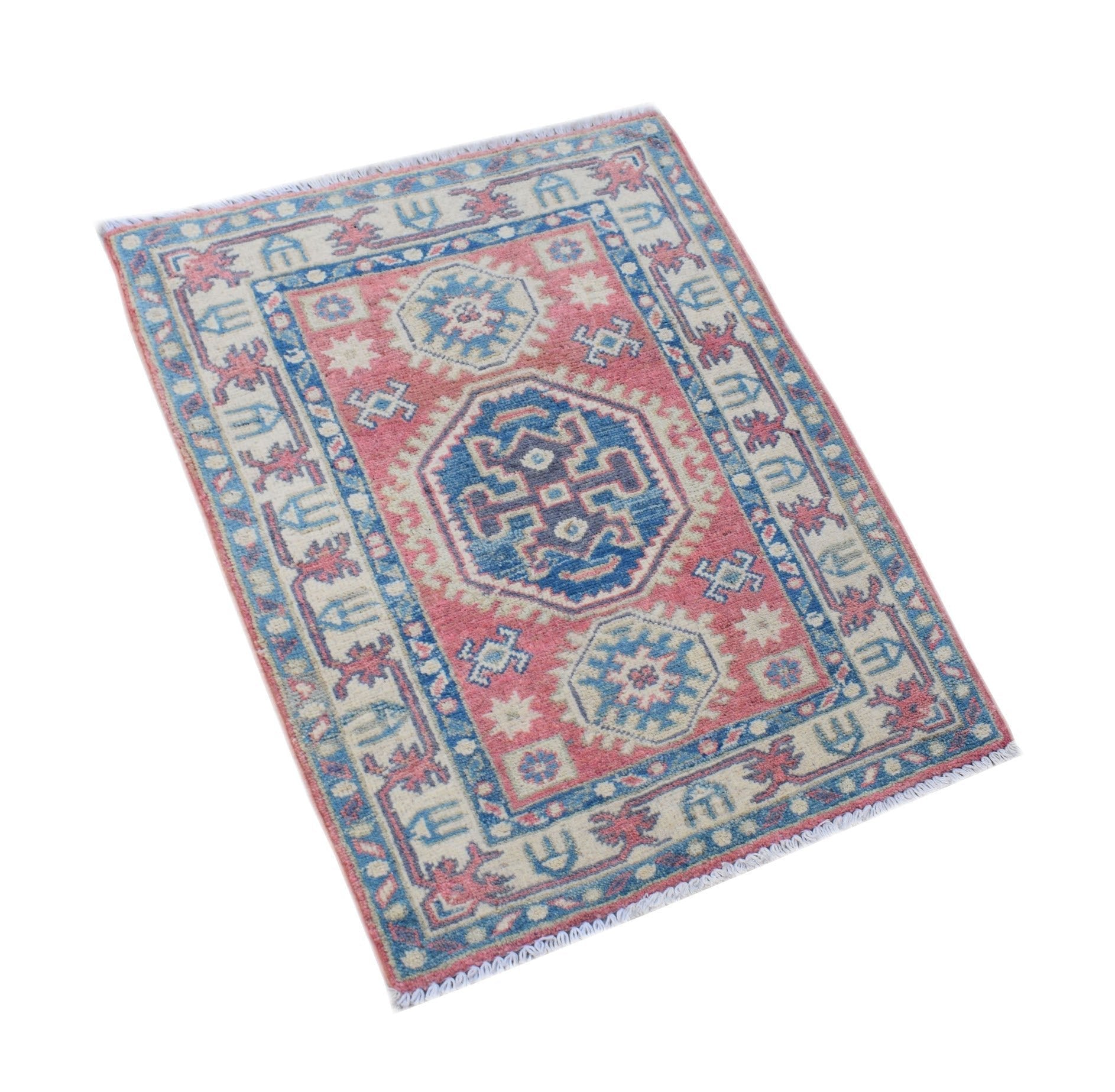 Handmade Mini Kazakh Rug | 77 x 60 cm | 2'6" x 1'11" - Najaf Rugs & Textile