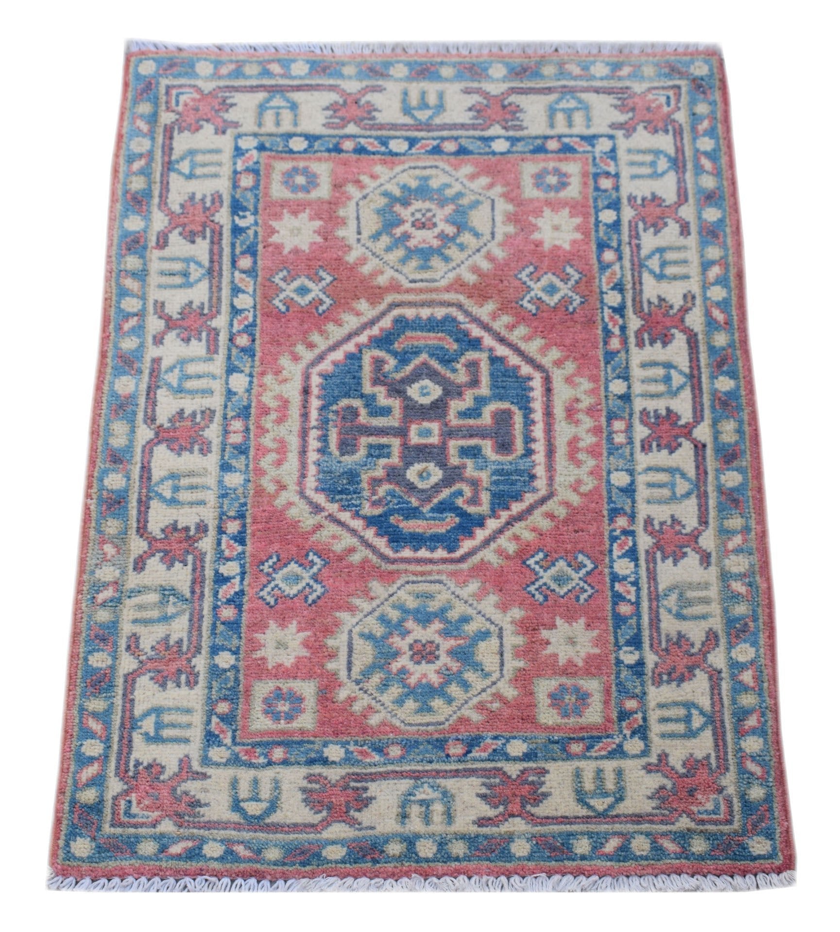 Handmade Mini Kazakh Rug | 77 x 60 cm | 2'6" x 1'11" - Najaf Rugs & Textile