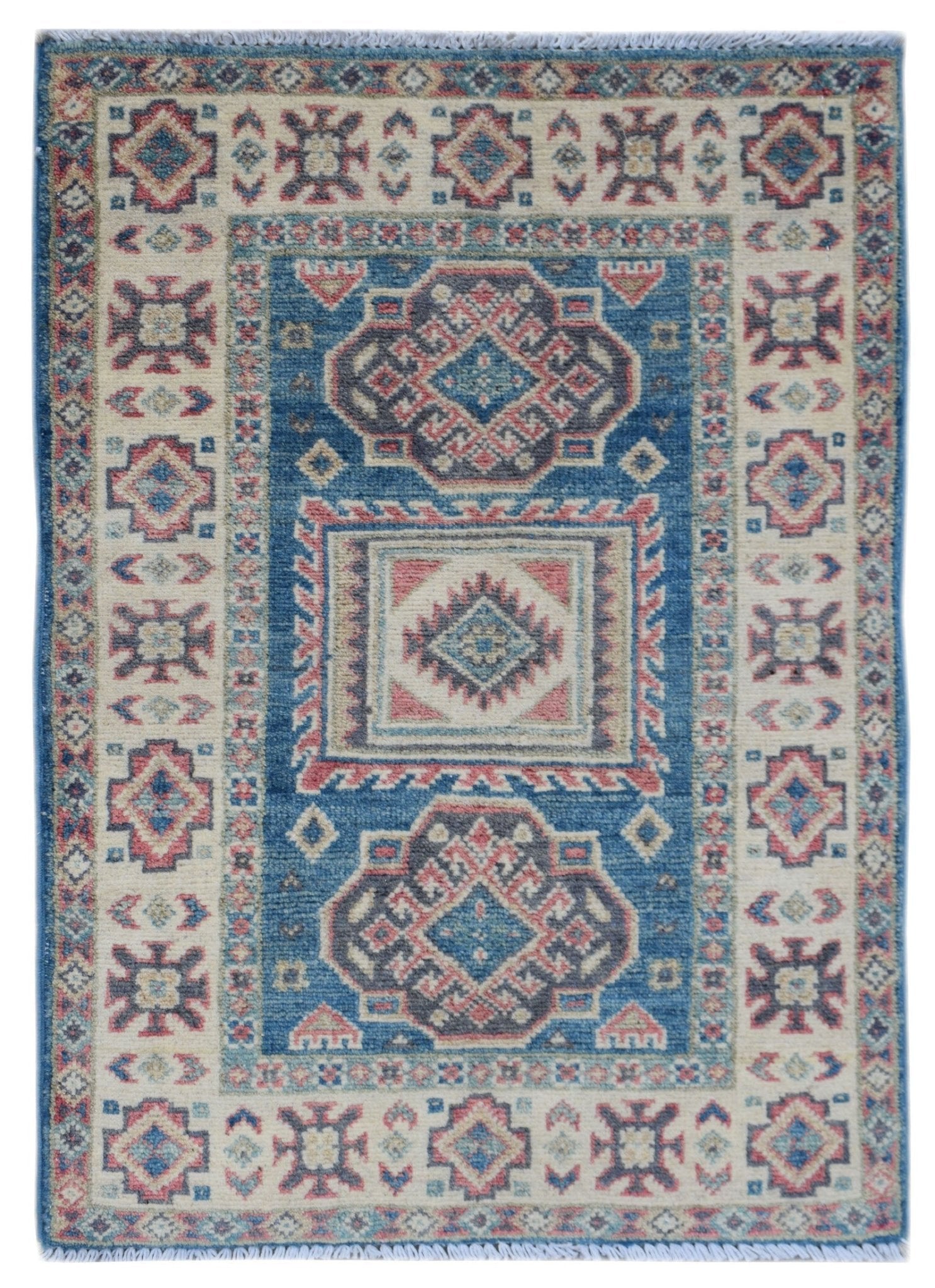 Handmade Mini Kazakh Rug | 86 x 59 cm | 2'10" x 1'11" - Najaf Rugs & Textile