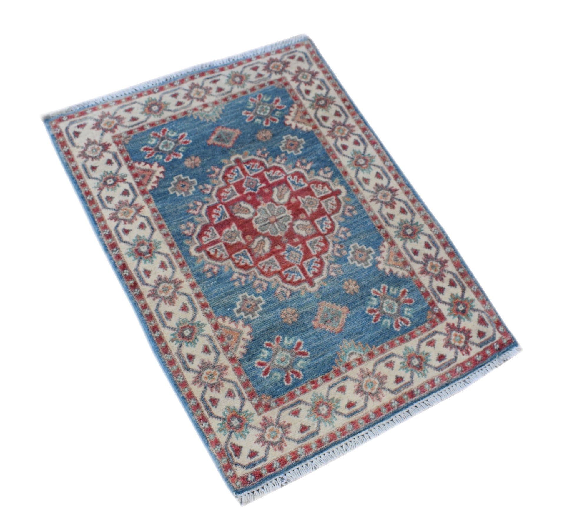 Handmade Mini Kazakh Rug | 86 x 60 cm | 2'10" x 2'2" - Najaf Rugs & Textile