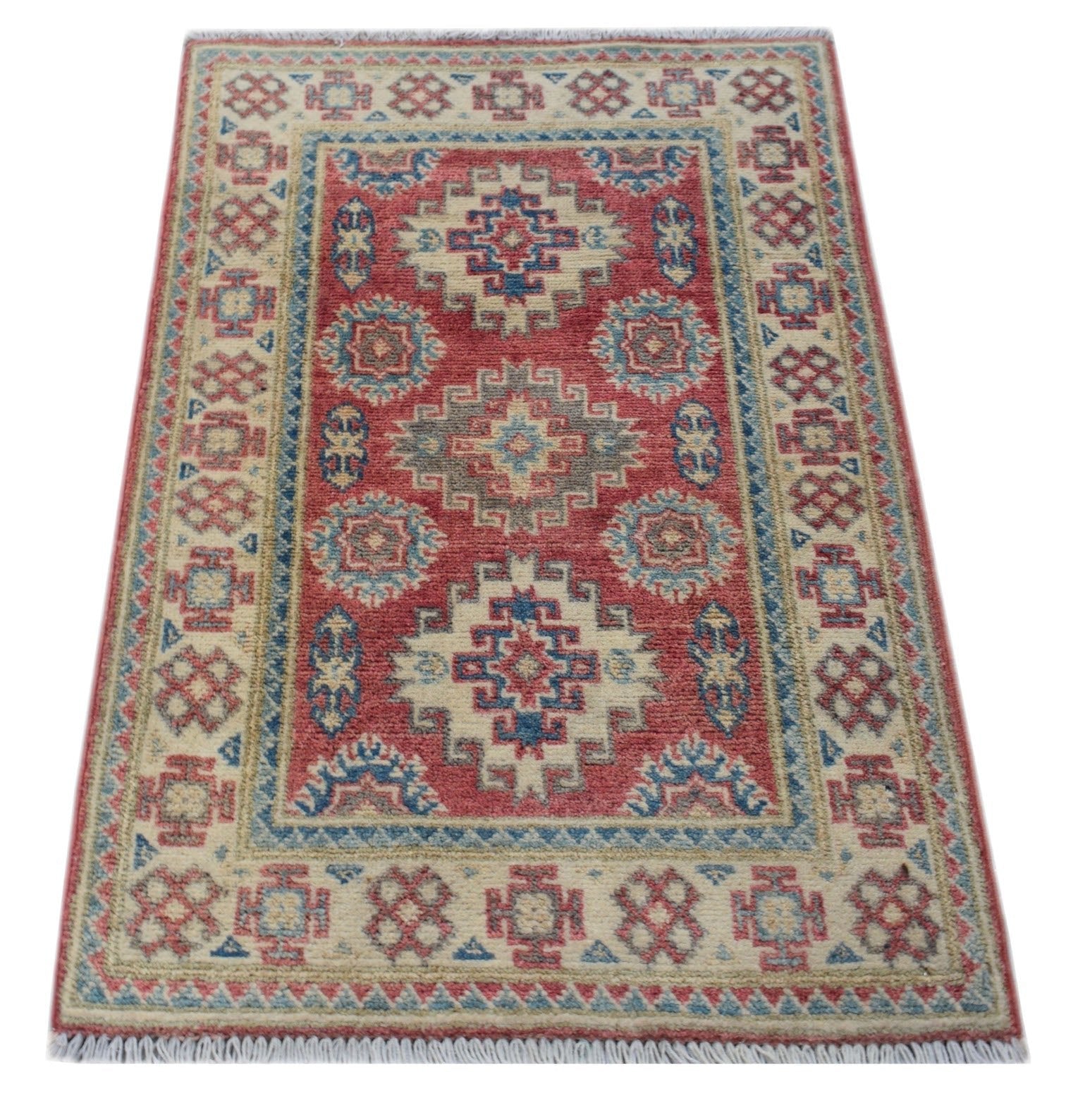 Handmade Mini Kazakh Rug | 87 x 60 cm | 2'10" x 2' - Najaf Rugs & Textile