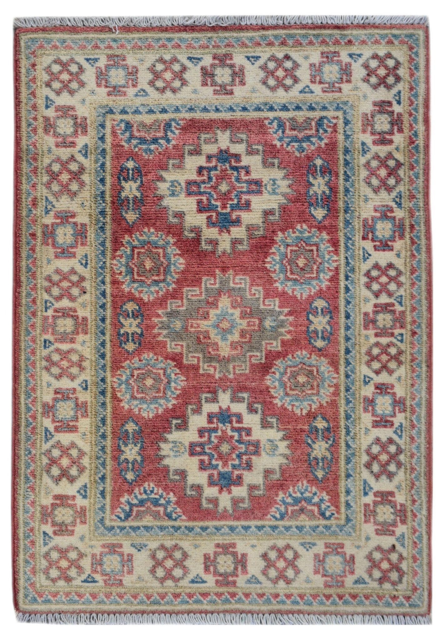 Handmade Mini Kazakh Rug | 87 x 60 cm | 2'10" x 2' - Najaf Rugs & Textile