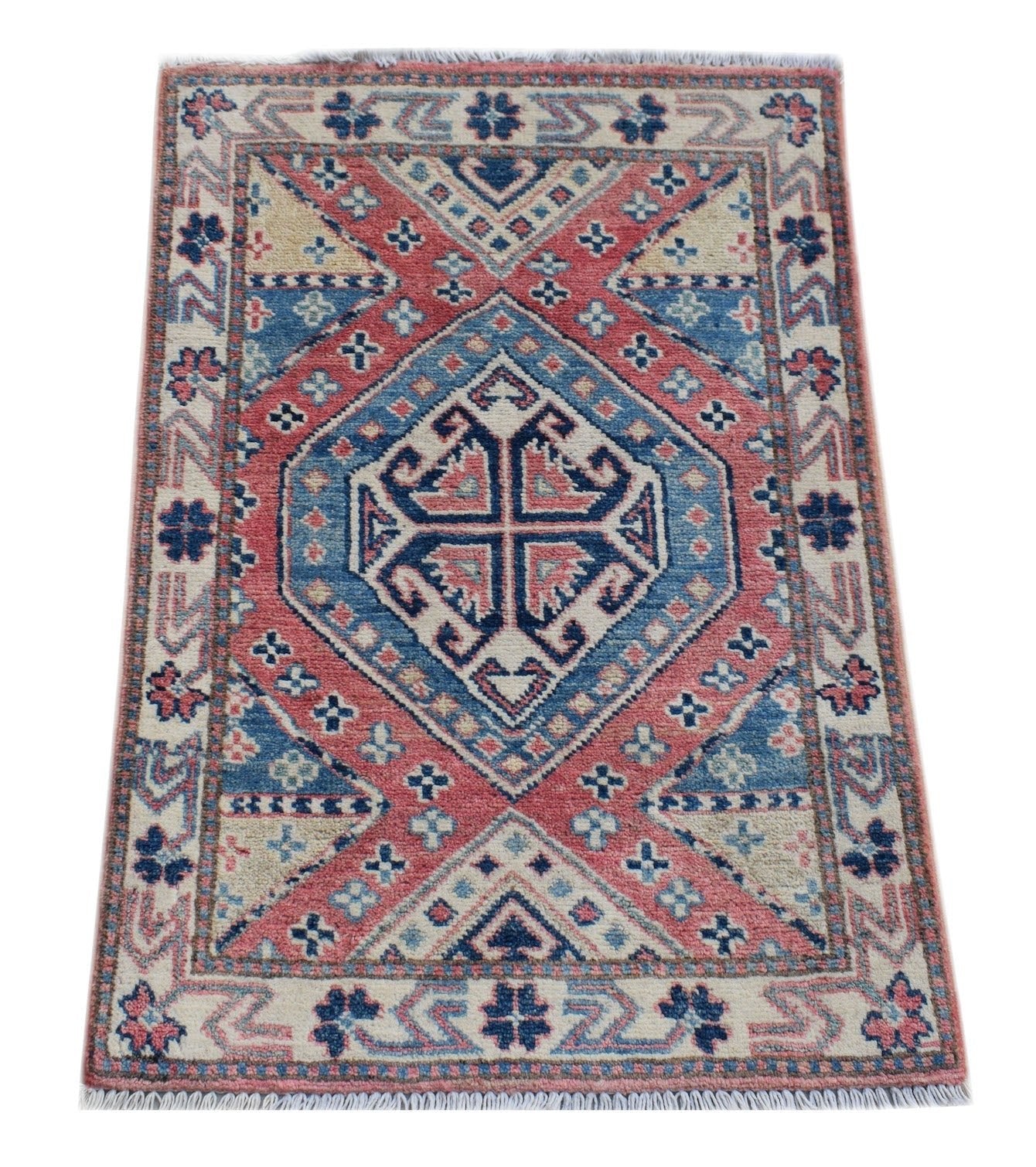 Handmade Mini Kazakh Rug | 87 x 60 cm | 2'10" x 2' - Najaf Rugs & Textile