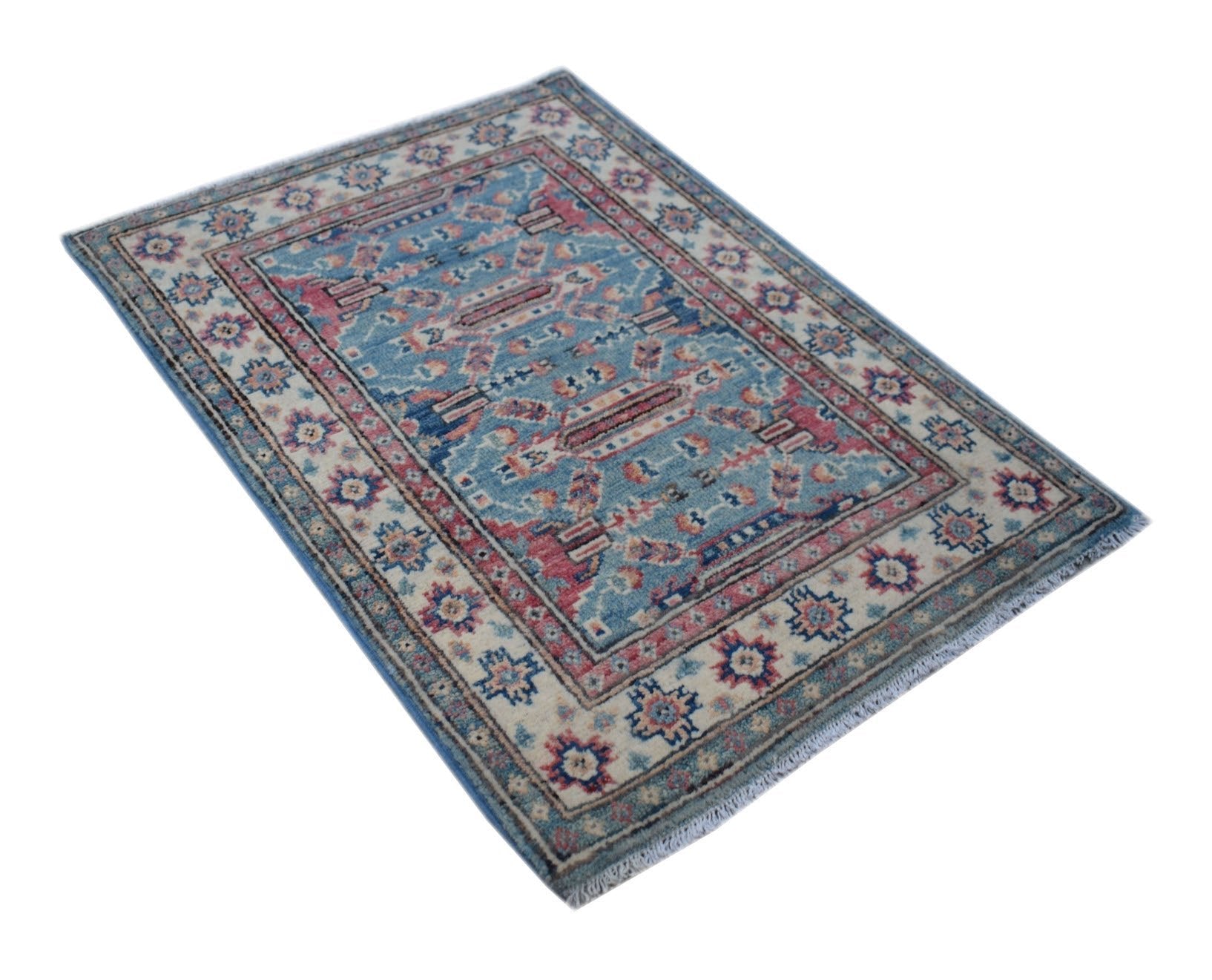 Handmade Mini Kazakh Rug | 87 x 64 cm | 2'10" x 2'1" - Najaf Rugs & Textile