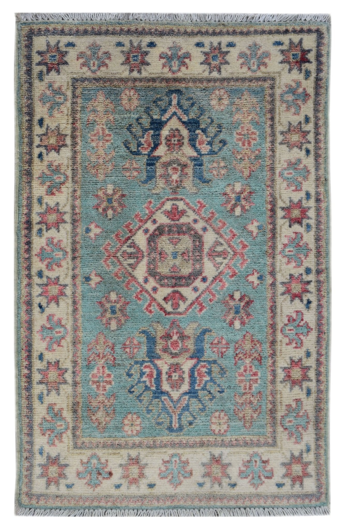 Handmade Mini Kazakh Rug | 88 x 54 cm | 2'10" x 1'9" - Najaf Rugs & Textile