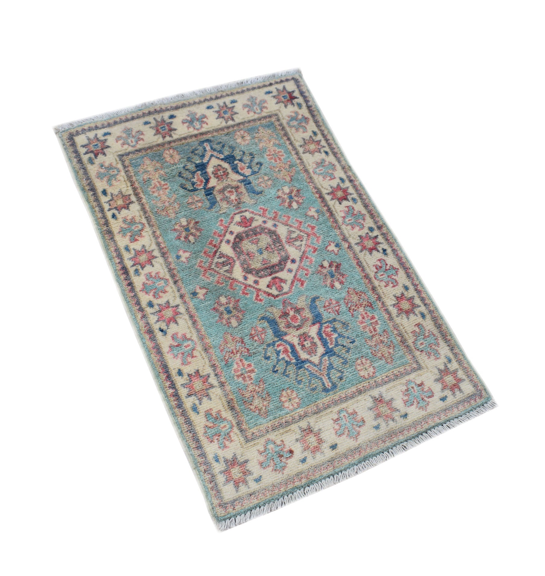 Handmade Mini Kazakh Rug | 88 x 54 cm | 2'10" x 1'9" - Najaf Rugs & Textile