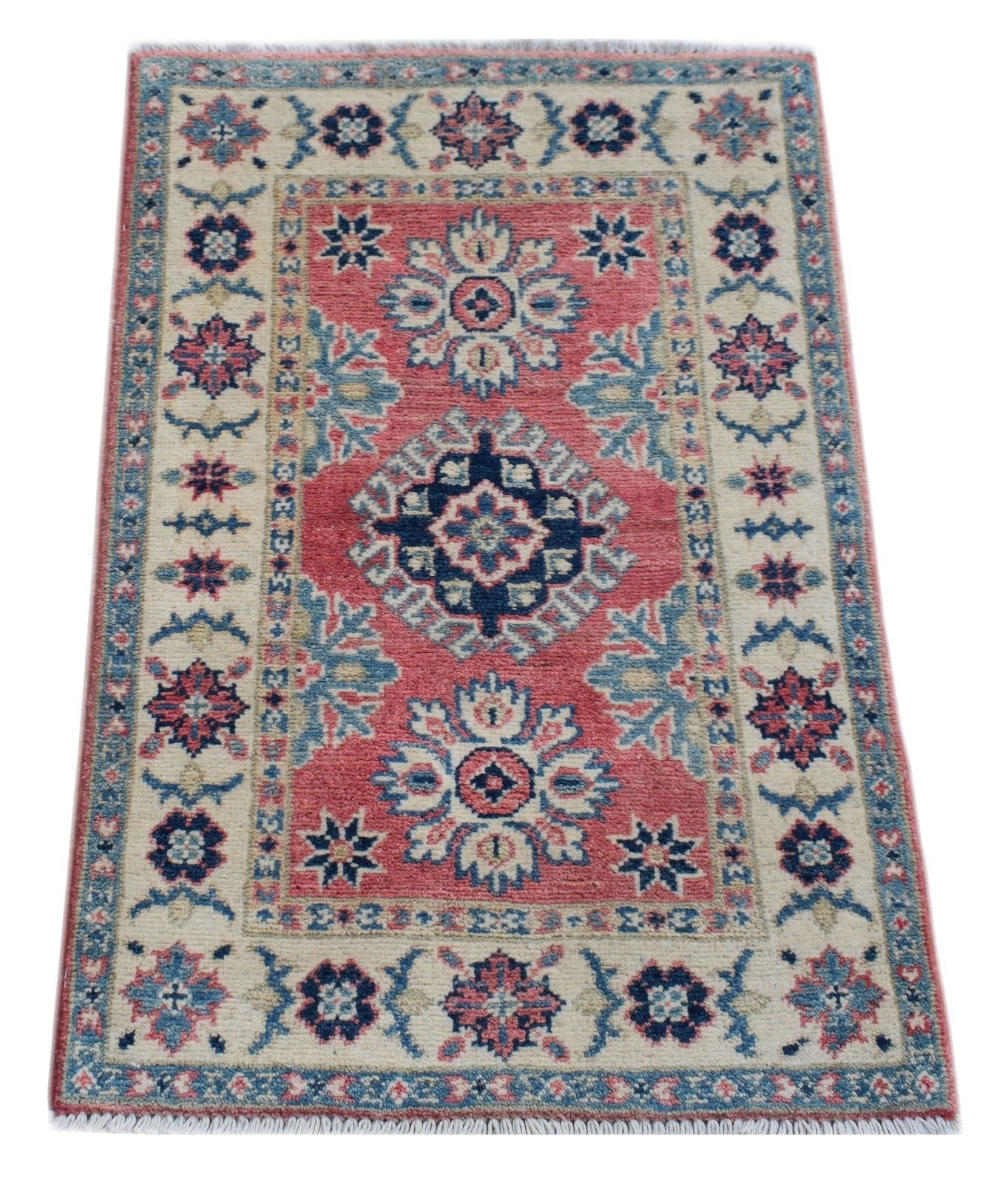 Handmade Mini Kazakh Rug | 88 x 60 cm | 2'10" x 1'11" - Najaf Rugs & Textile