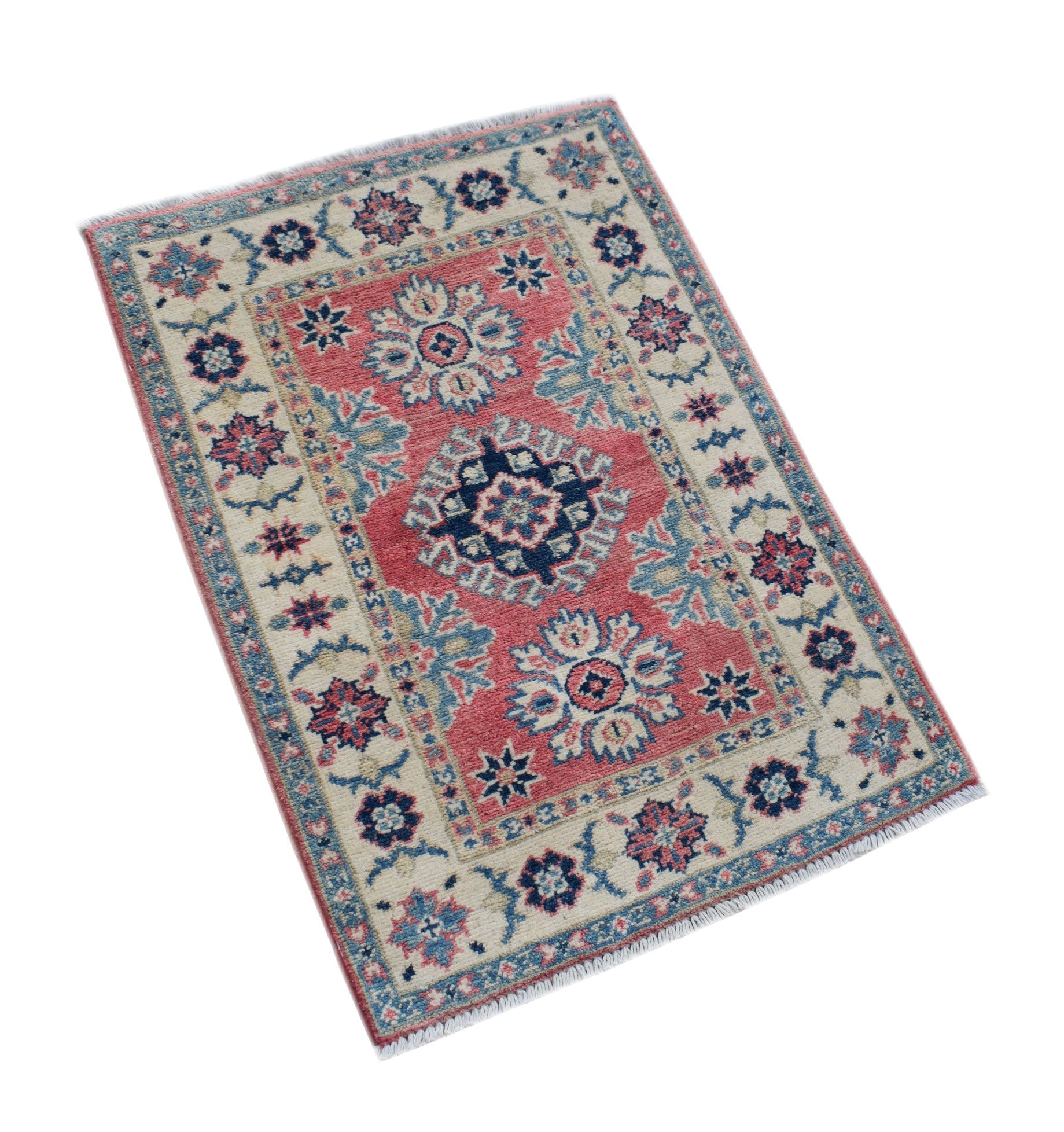 Handmade Mini Kazakh Rug | 88 x 60 cm | 2'10" x 1'11" - Najaf Rugs & Textile