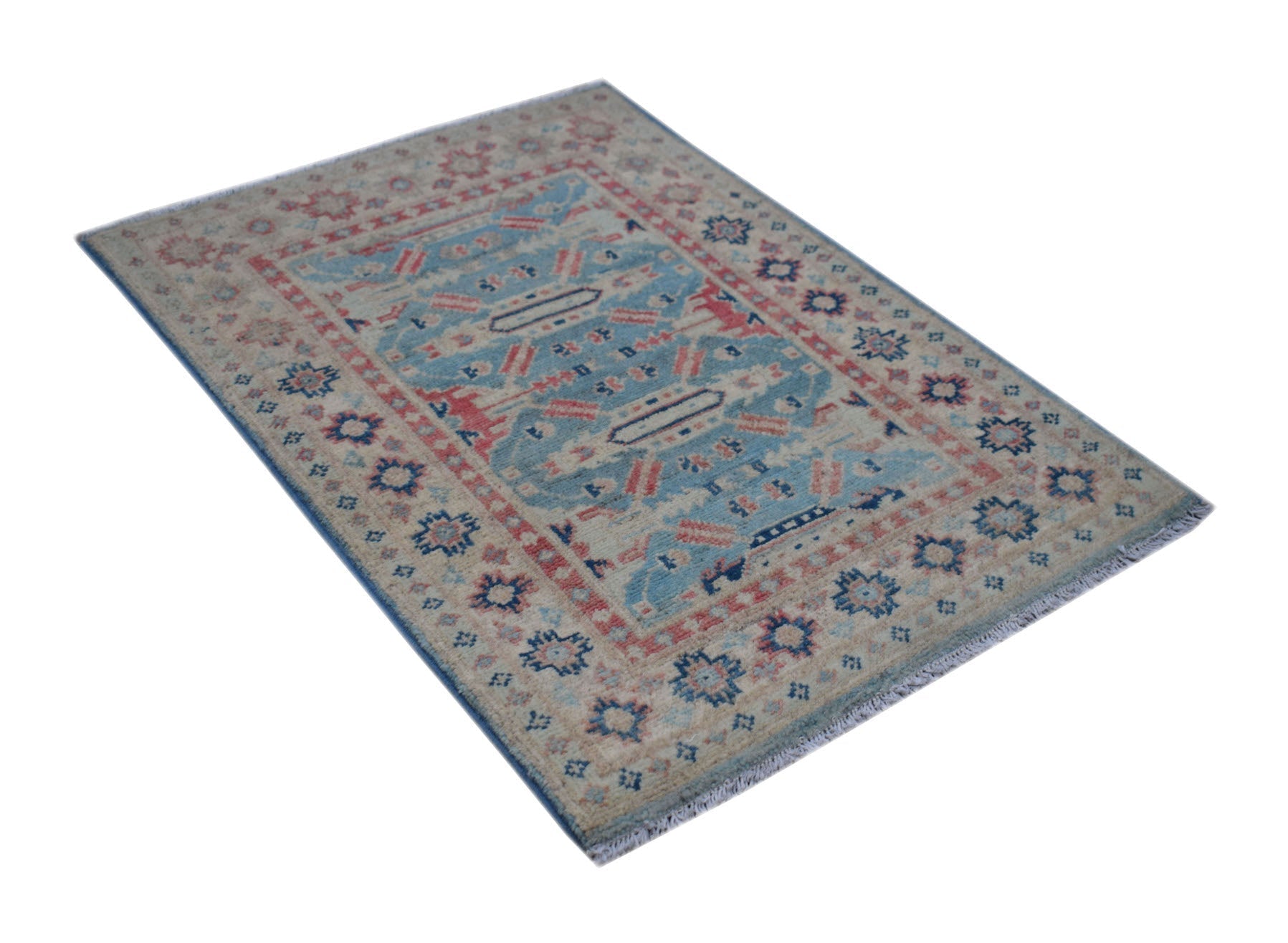 Handmade Mini Kazakh Rug | 88 x 64 cm | 2'11" x 2'1" - Najaf Rugs & Textile