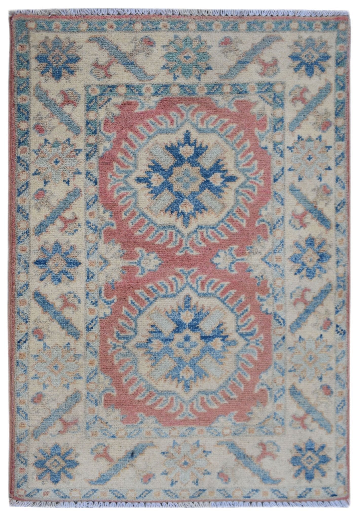 Handmade Mini Kazakh Rug | 89 x 60 cm | 2'11" x 1'11" - Najaf Rugs & Textile