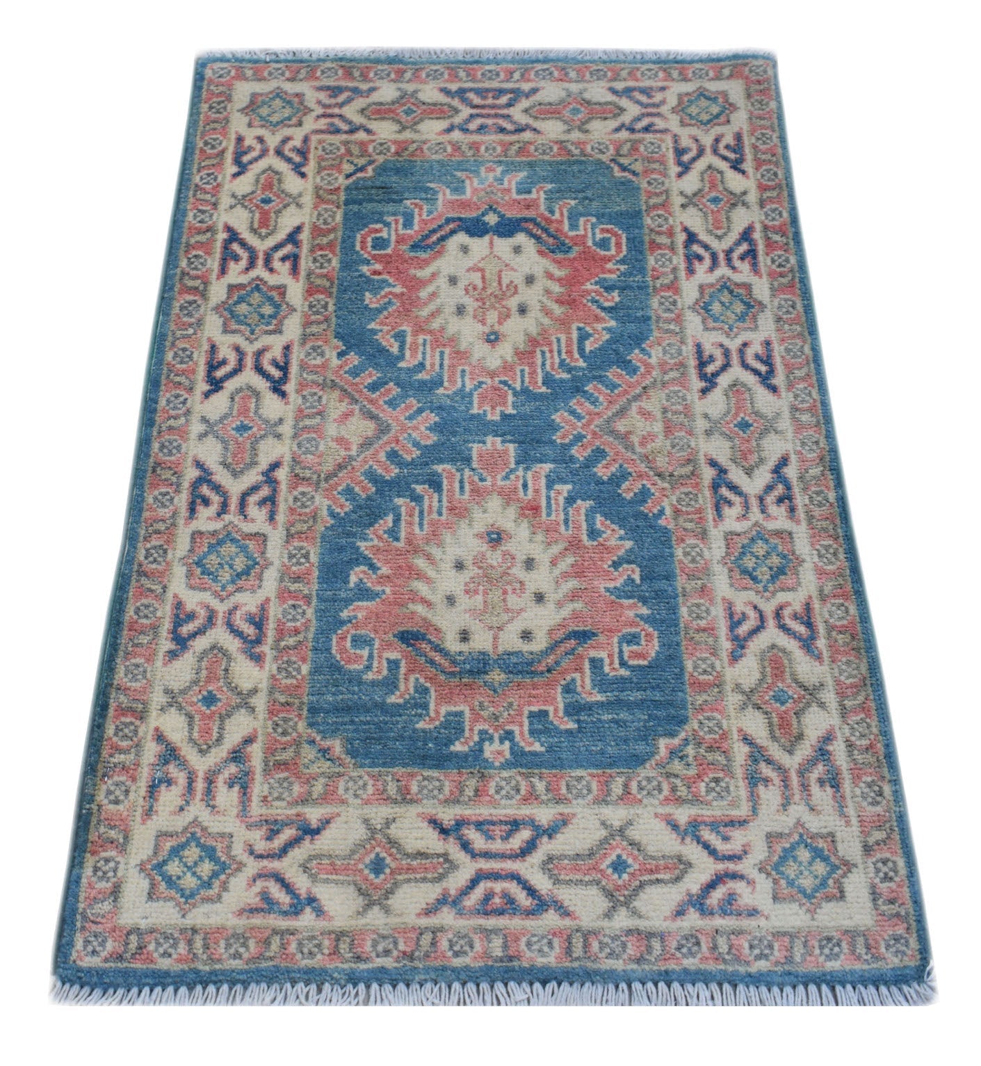 Handmade Mini Kazakh Rug | 89 x 62 cm | 2'11" x 2' - Najaf Rugs & Textile