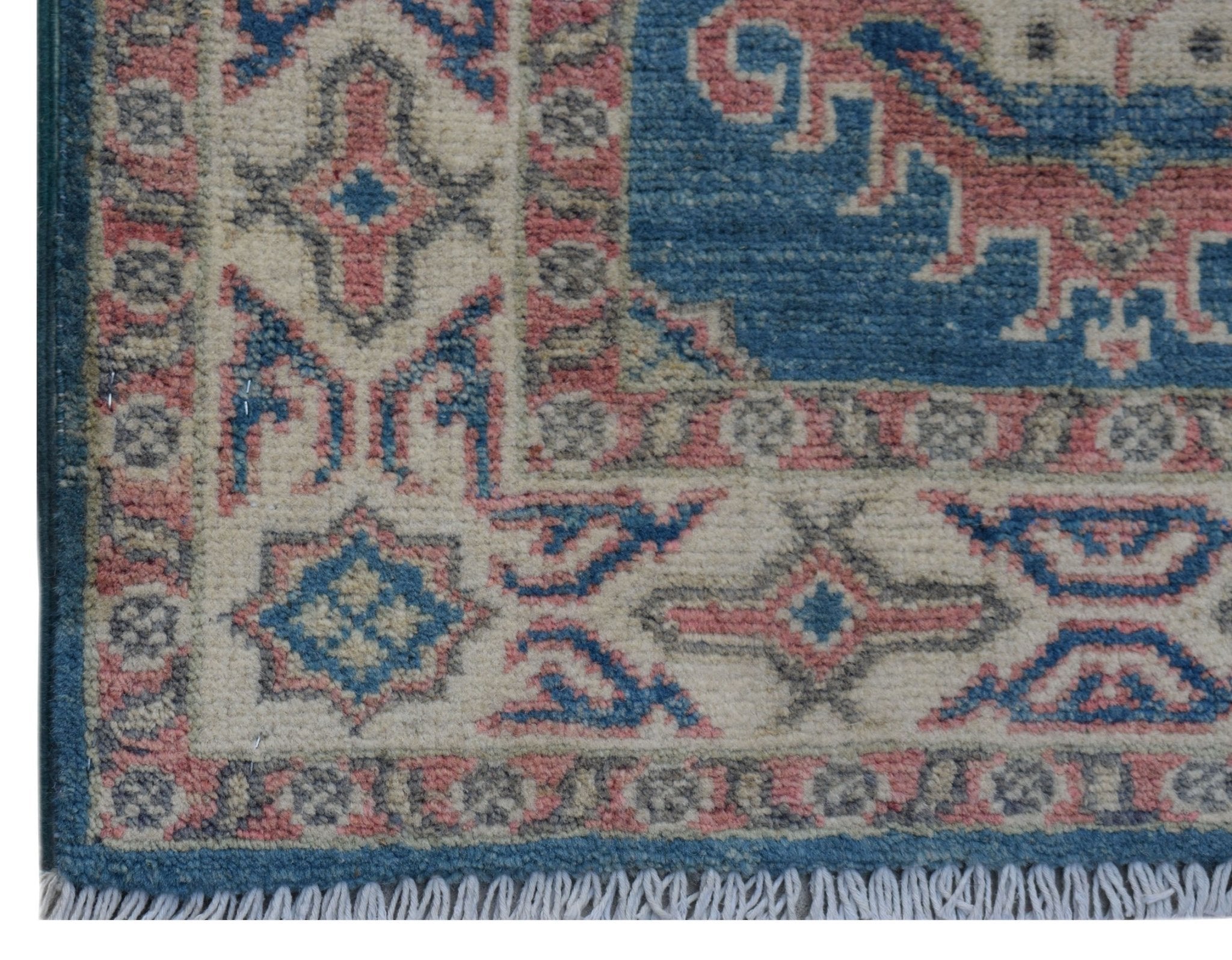 Handmade Mini Kazakh Rug | 89 x 62 cm | 2'11" x 2' - Najaf Rugs & Textile