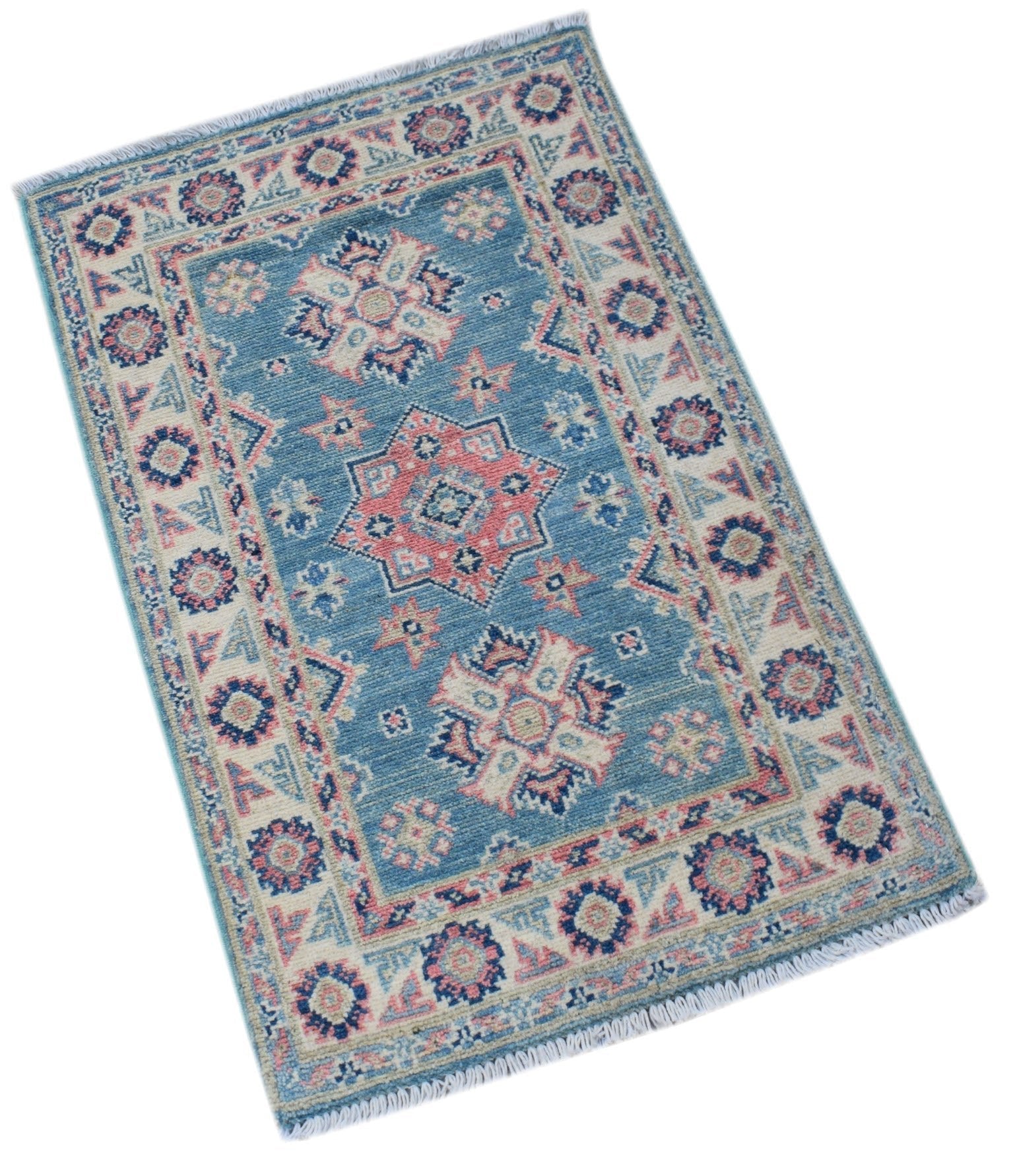 Handmade Mini Kazakh Rug | 90 x 58 cm | 3' x 1'11" - Najaf Rugs & Textile