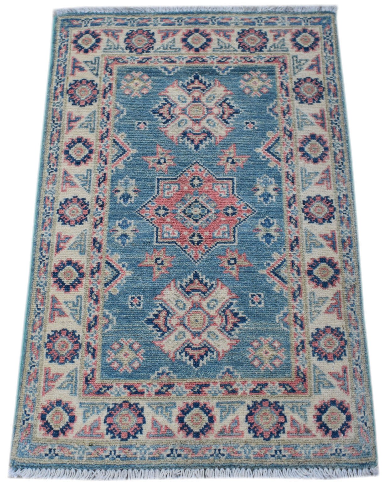 Handmade Mini Kazakh Rug | 90 x 58 cm | 3' x 1'11" - Najaf Rugs & Textile