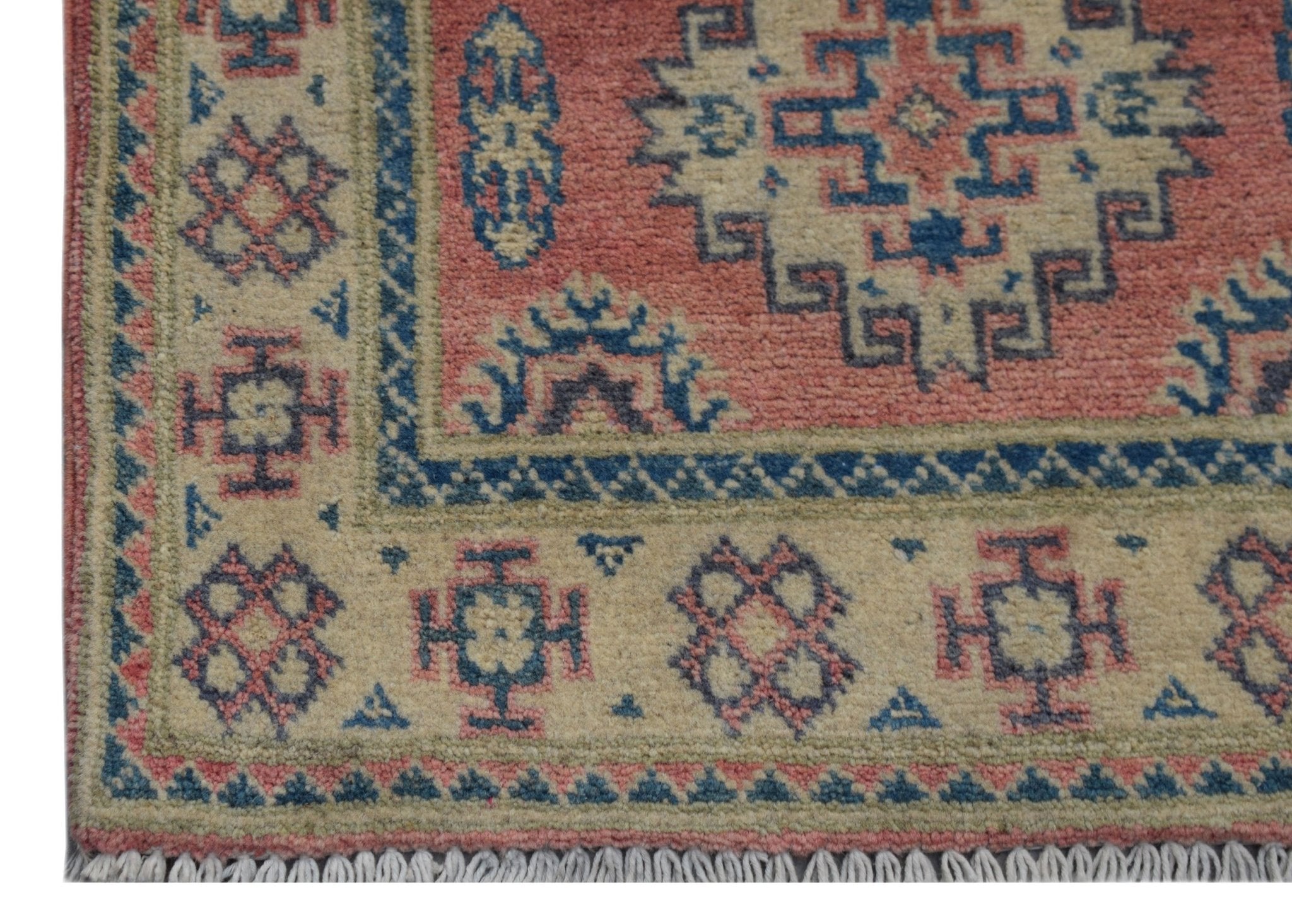 Handmade Mini Kazakh Rug | 90 x 60 cm | 2'11" x 2' - Najaf Rugs & Textile