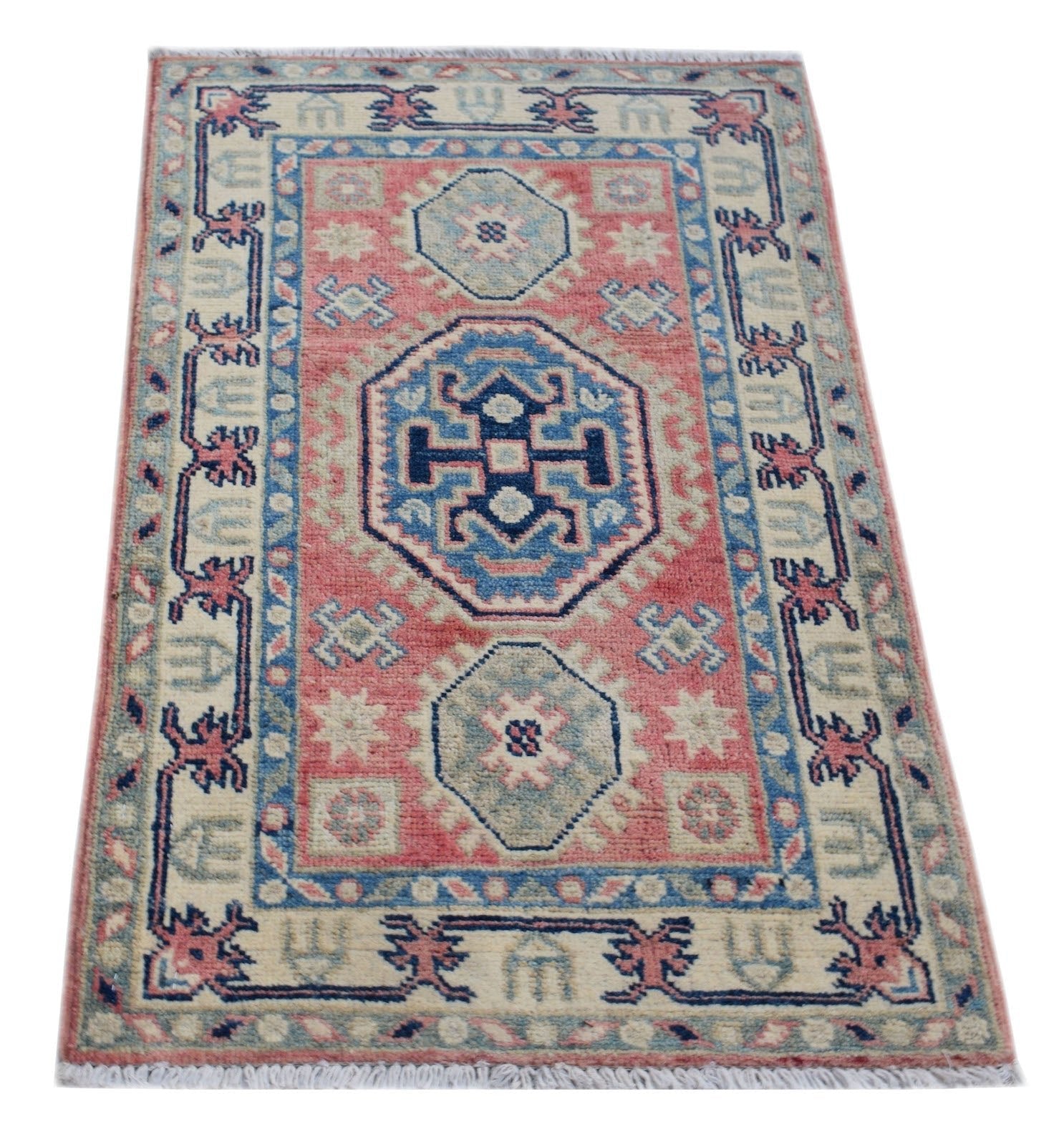 Handmade Mini Kazakh Rug | 90 x 60 cm | 2'11" x 2' - Najaf Rugs & Textile